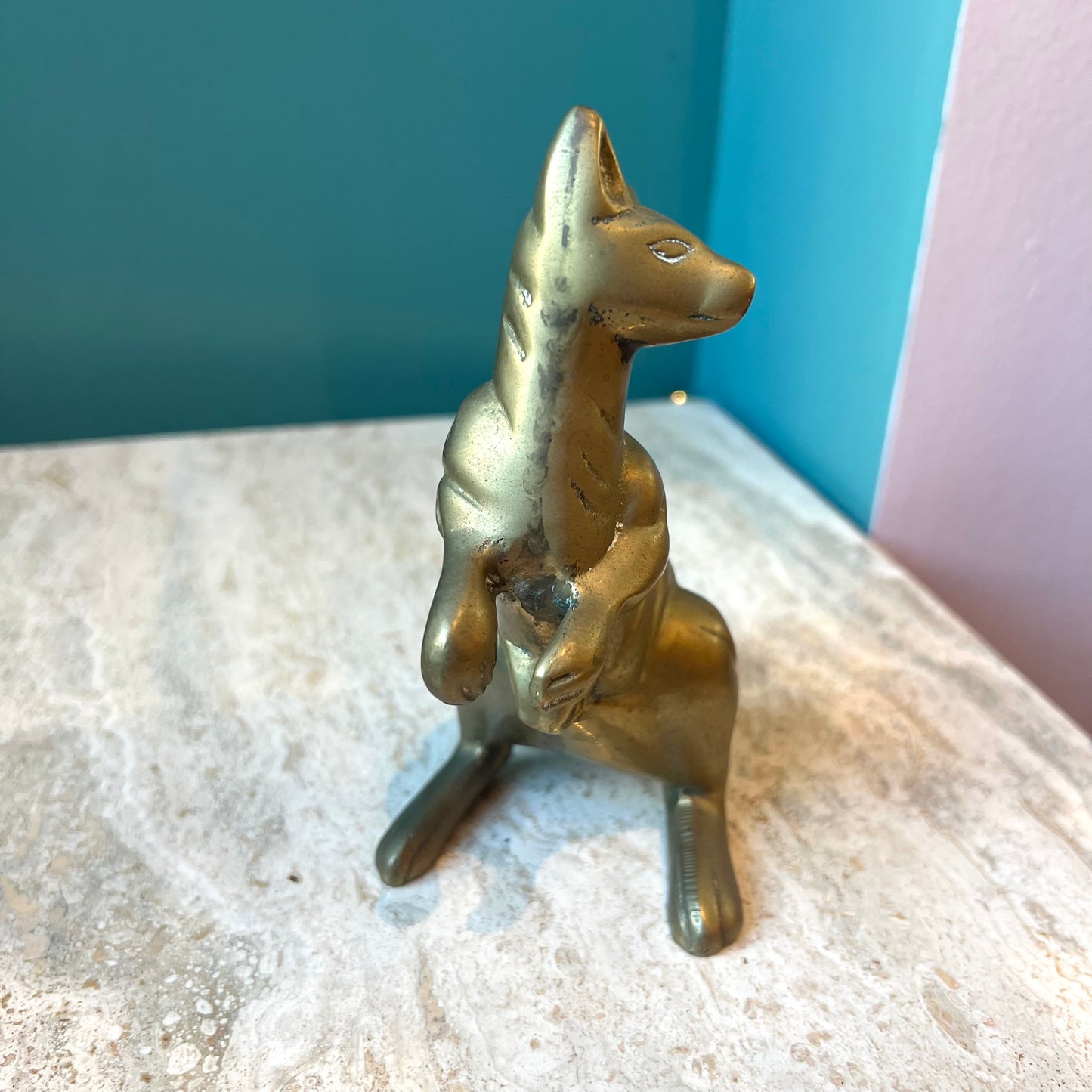 Vintage Brass Kangaroo Statue