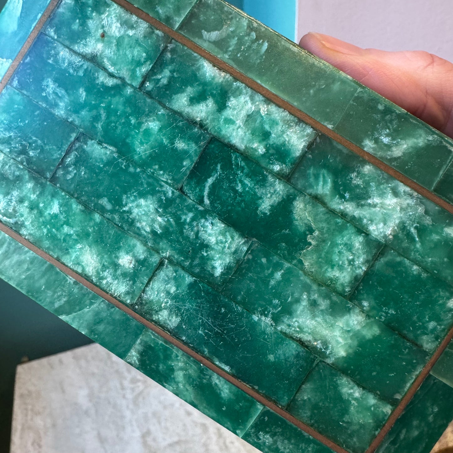 Vintage Maitland Smith Style Tessellated Malachite Box