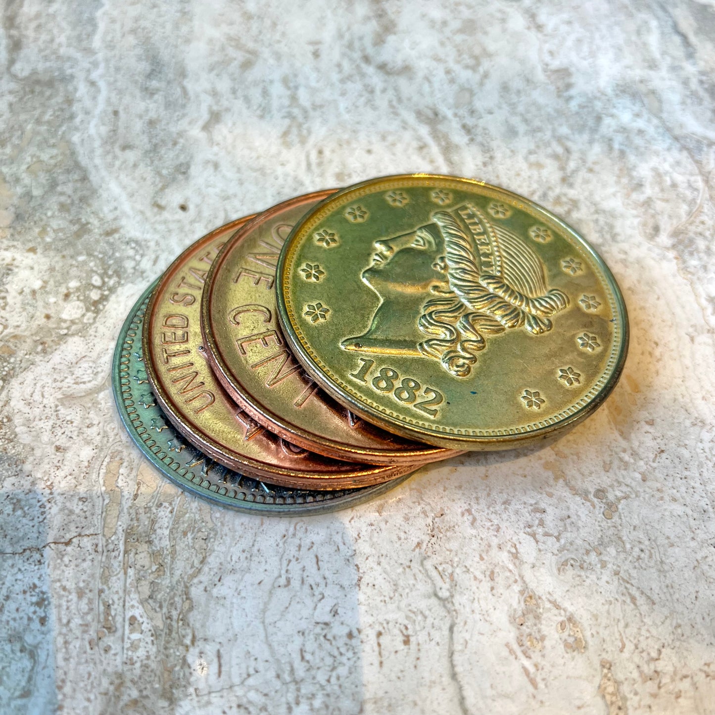 Set of Four Vintage Oversized Novelty Coins