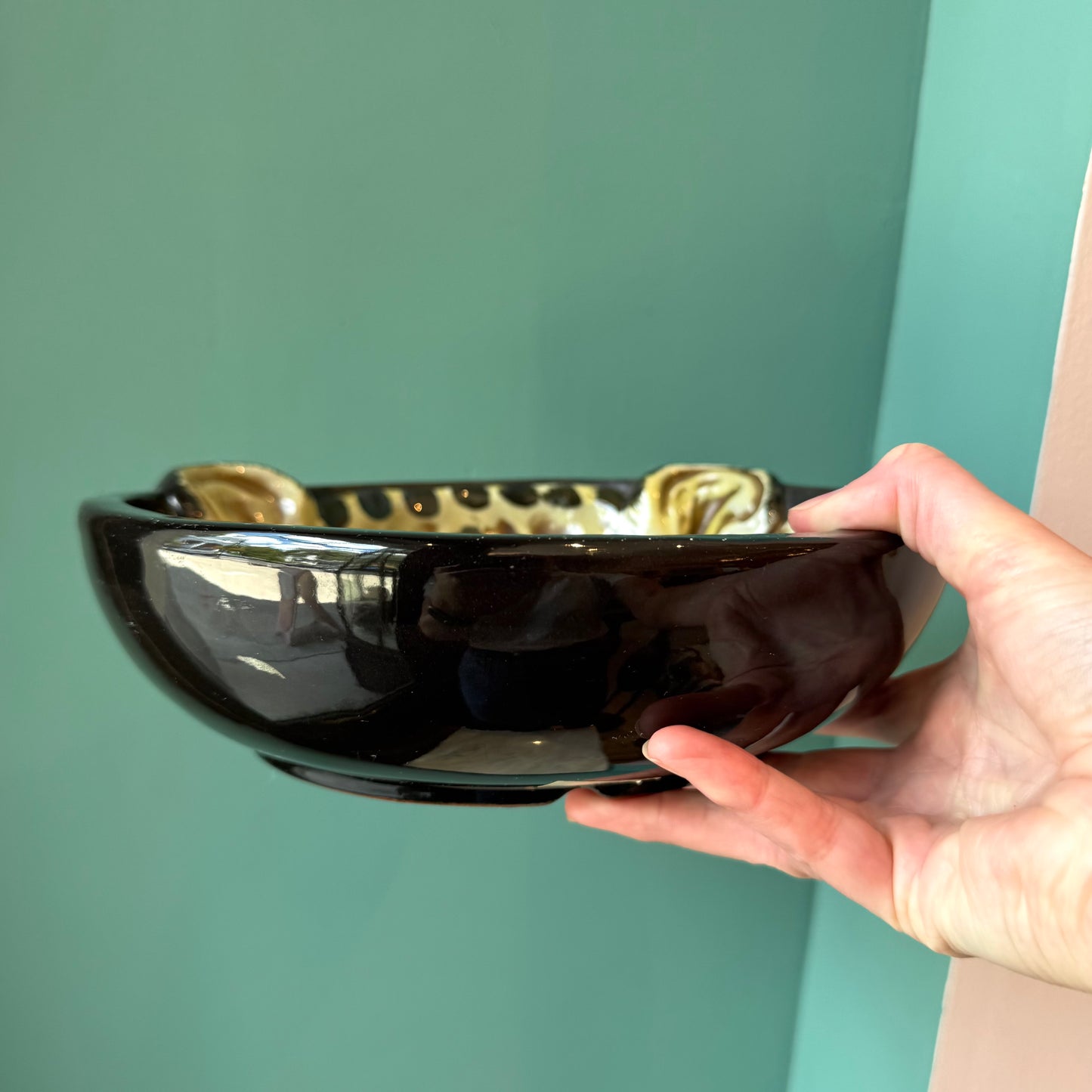Vintage Italian Terracotta Leopard Head Bowl/Catchall
