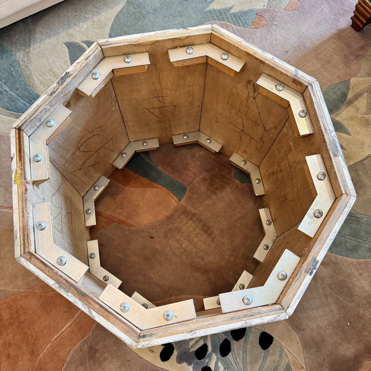 Vintage Octagonal Tessellated White Marble Coffee Table