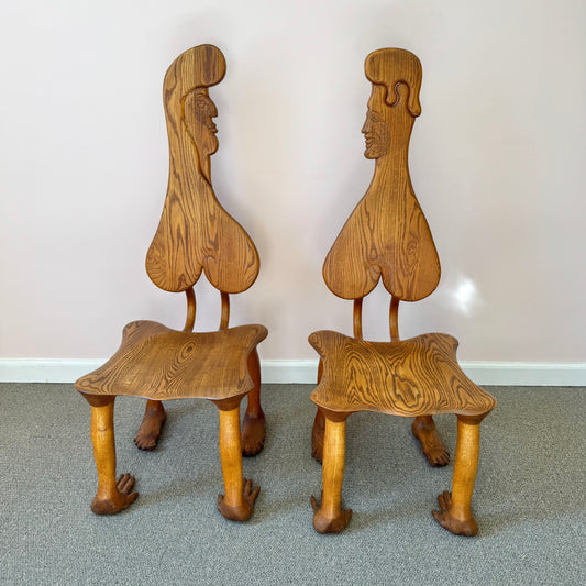 Pair of 1980 Andrew Willner Figure Chairs/Signed and Dated