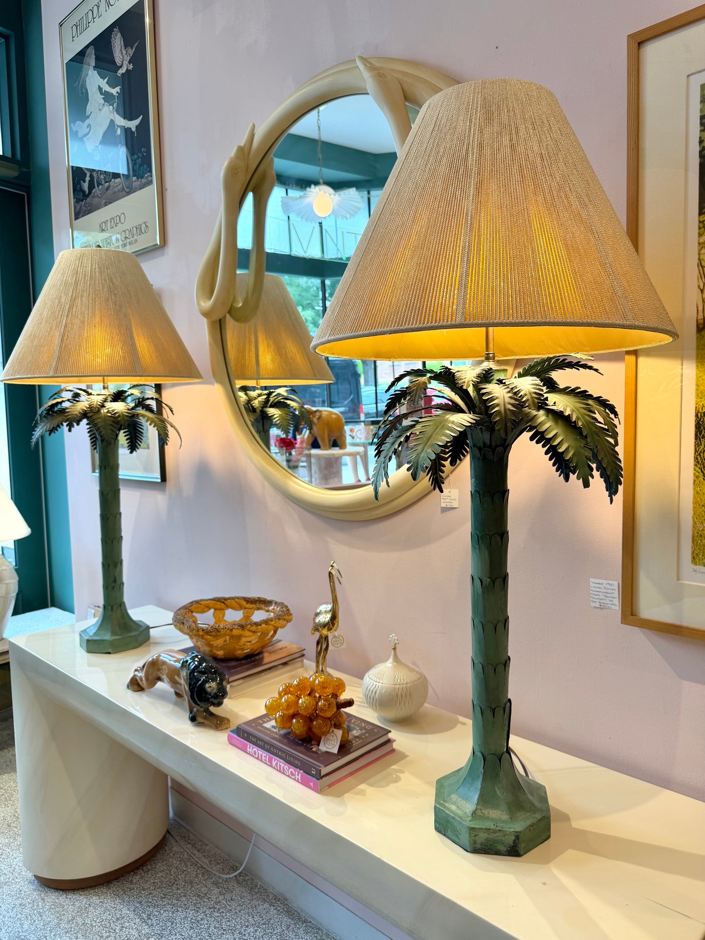 Vintage 1970s Chapman Style Palm Tree Table Lamp/per item