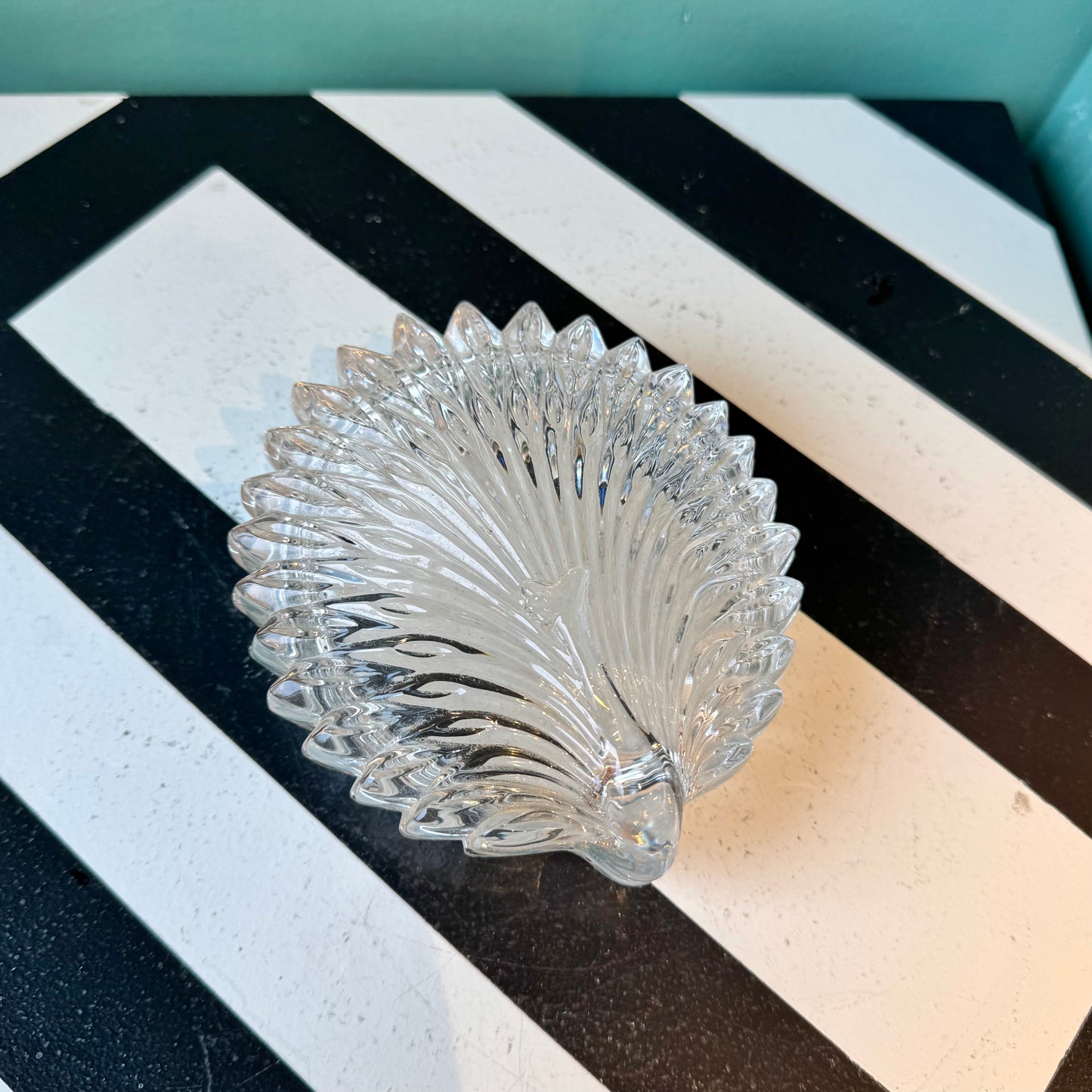 Vintage Mikasa Glass Peacock Jewelry Box