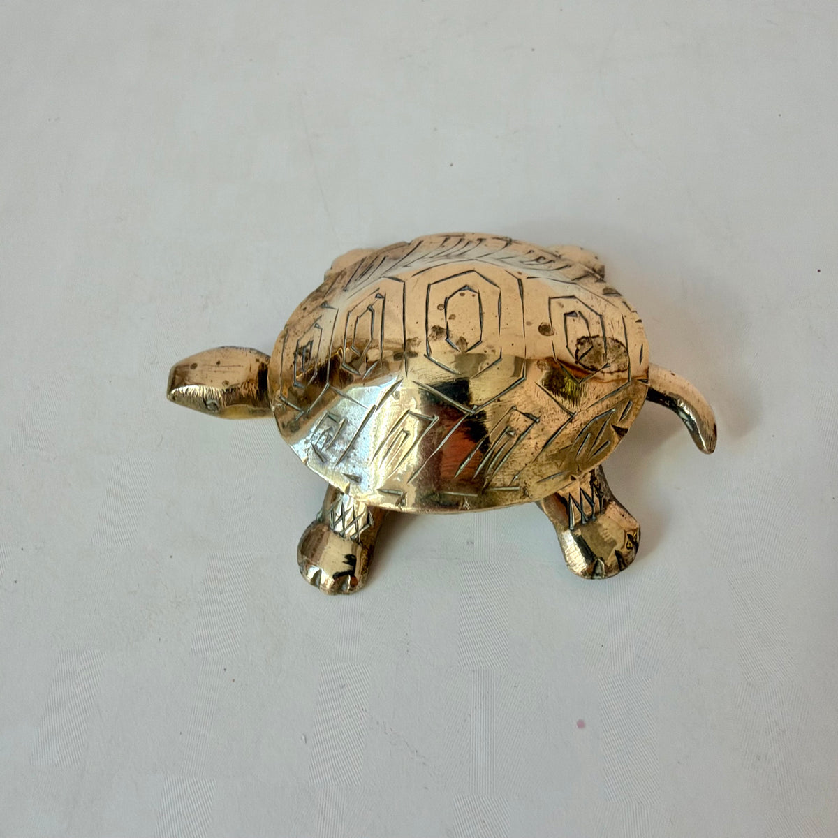 Vintage Small Brass Turtle Trinket Box