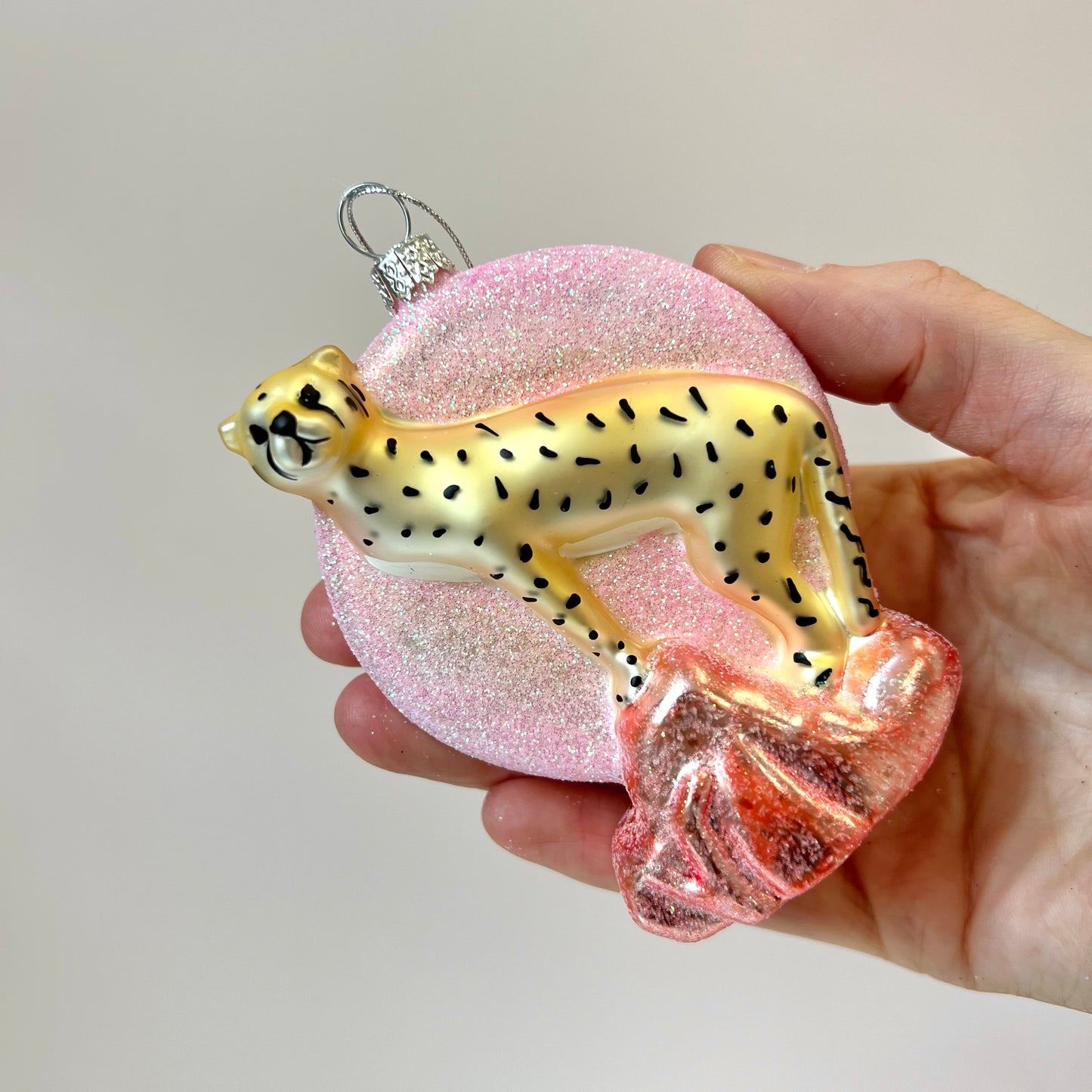Pink Sunset Cheetah Ornament