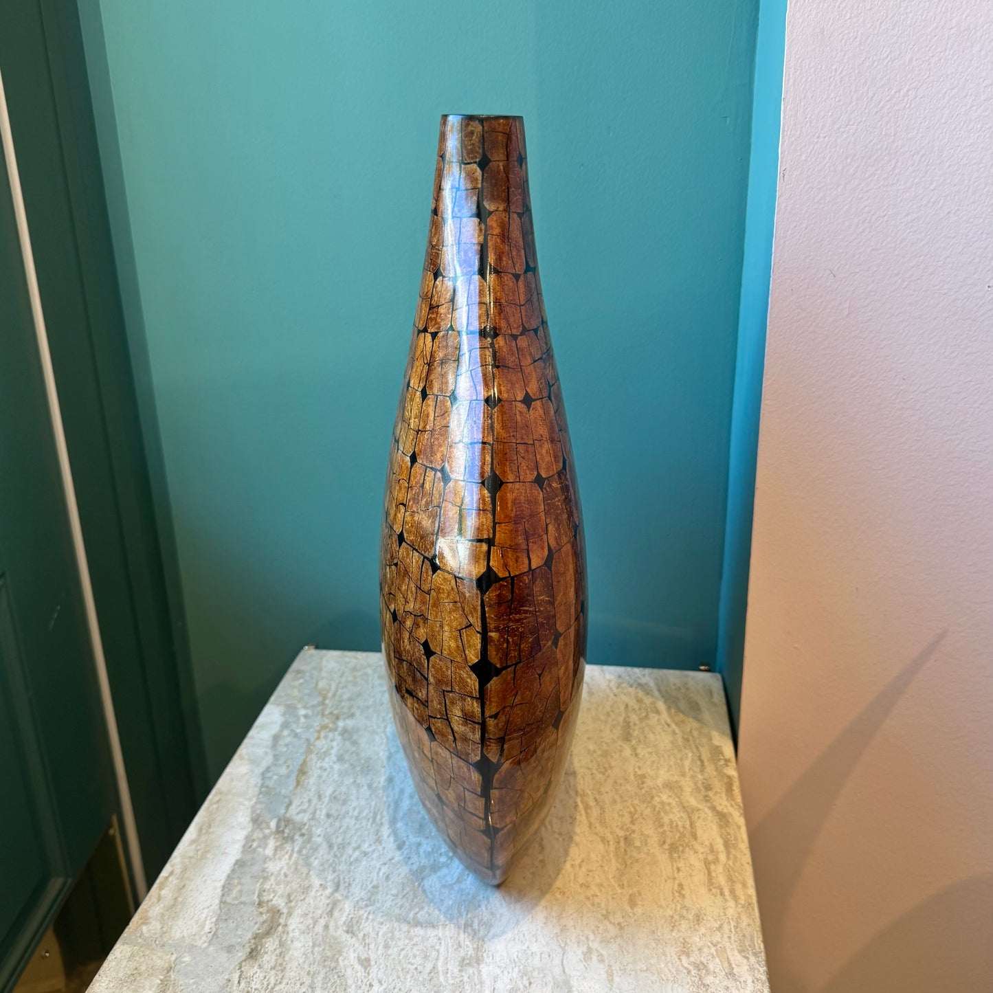 Mid Century Large Pieced Wood Vase