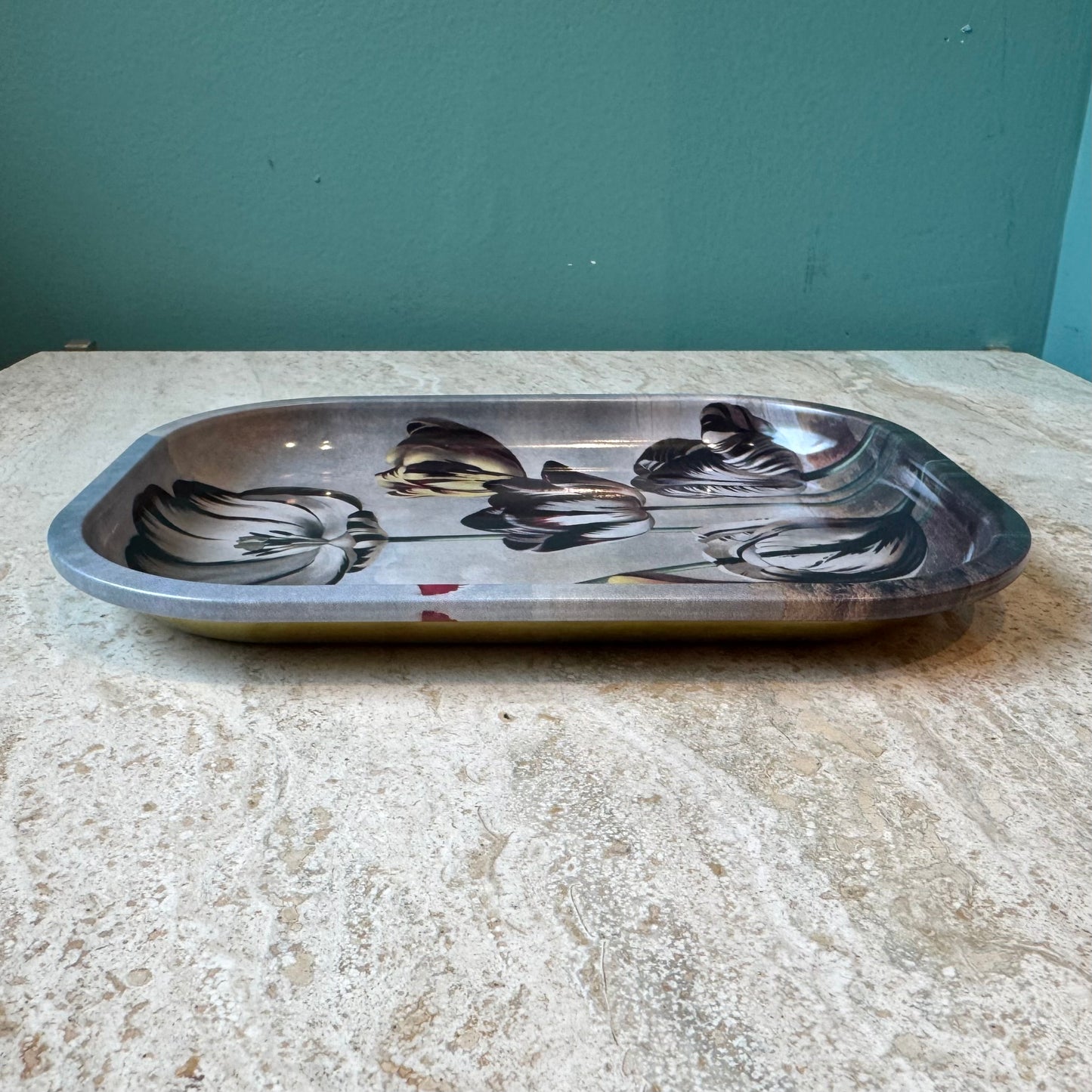 Metal Botanical Tulip Trinket Tray