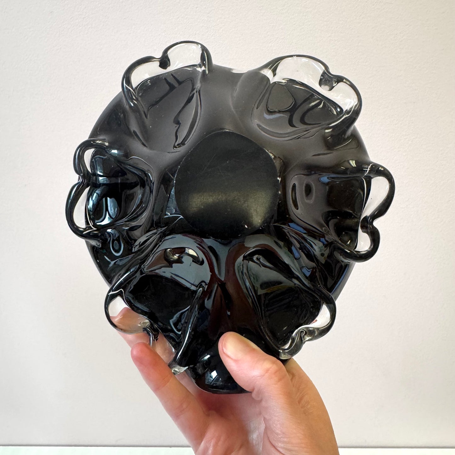Vintage Black and Metallic Copper Murano Glass Bowl
