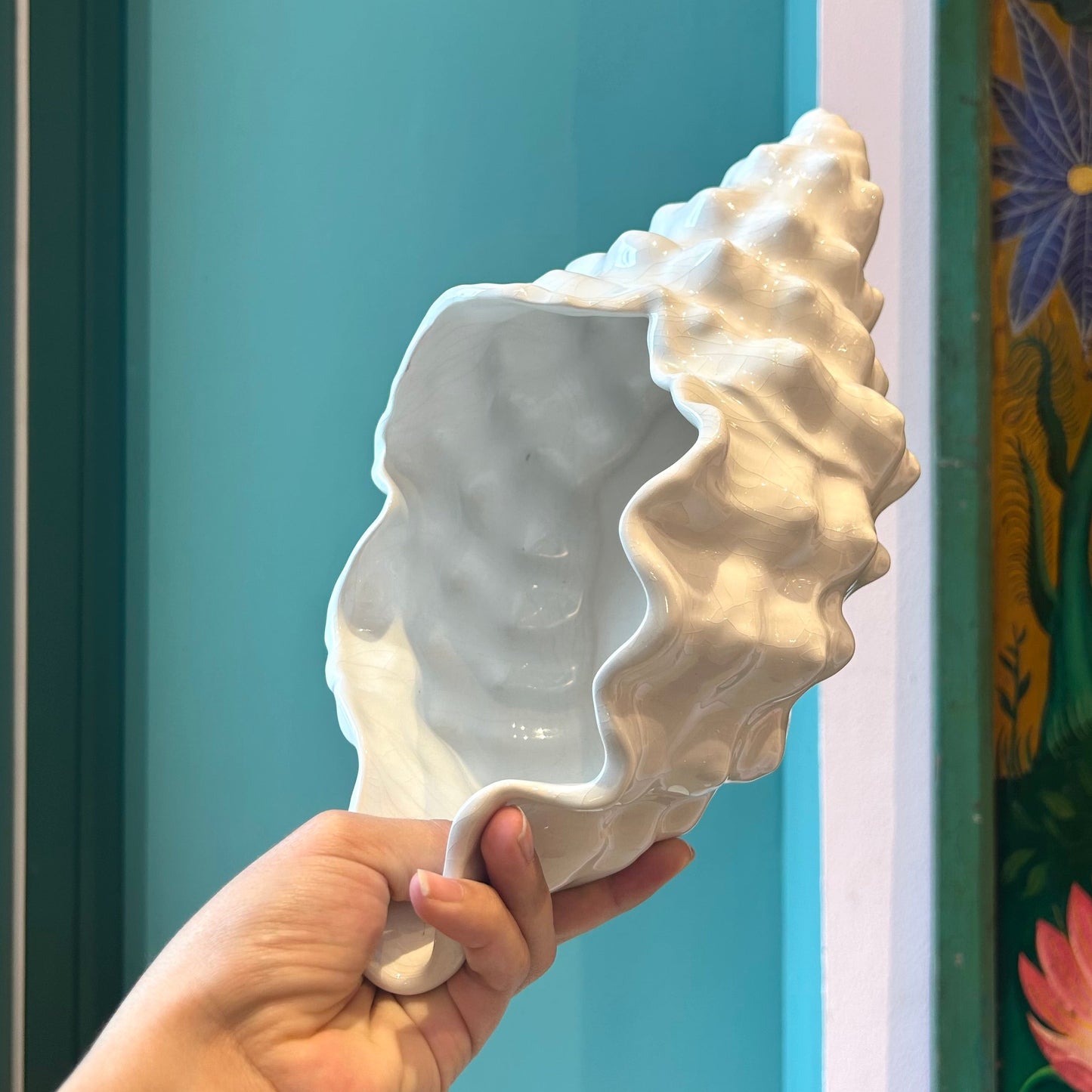 Vintage Ceramic Conch Shell Planter
