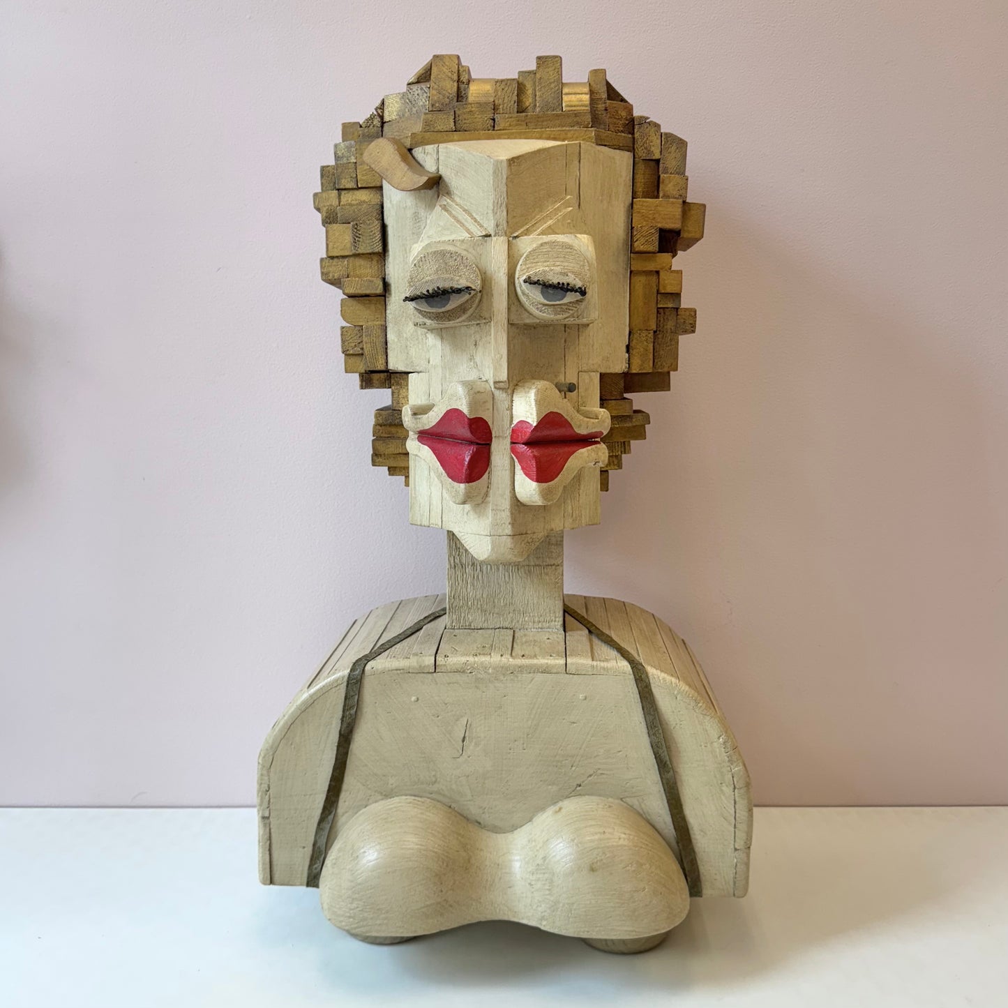 Vintage Marilyn Monroe Wooden Sculpture Part of the 'Hero Heads' Series by Martin Miller