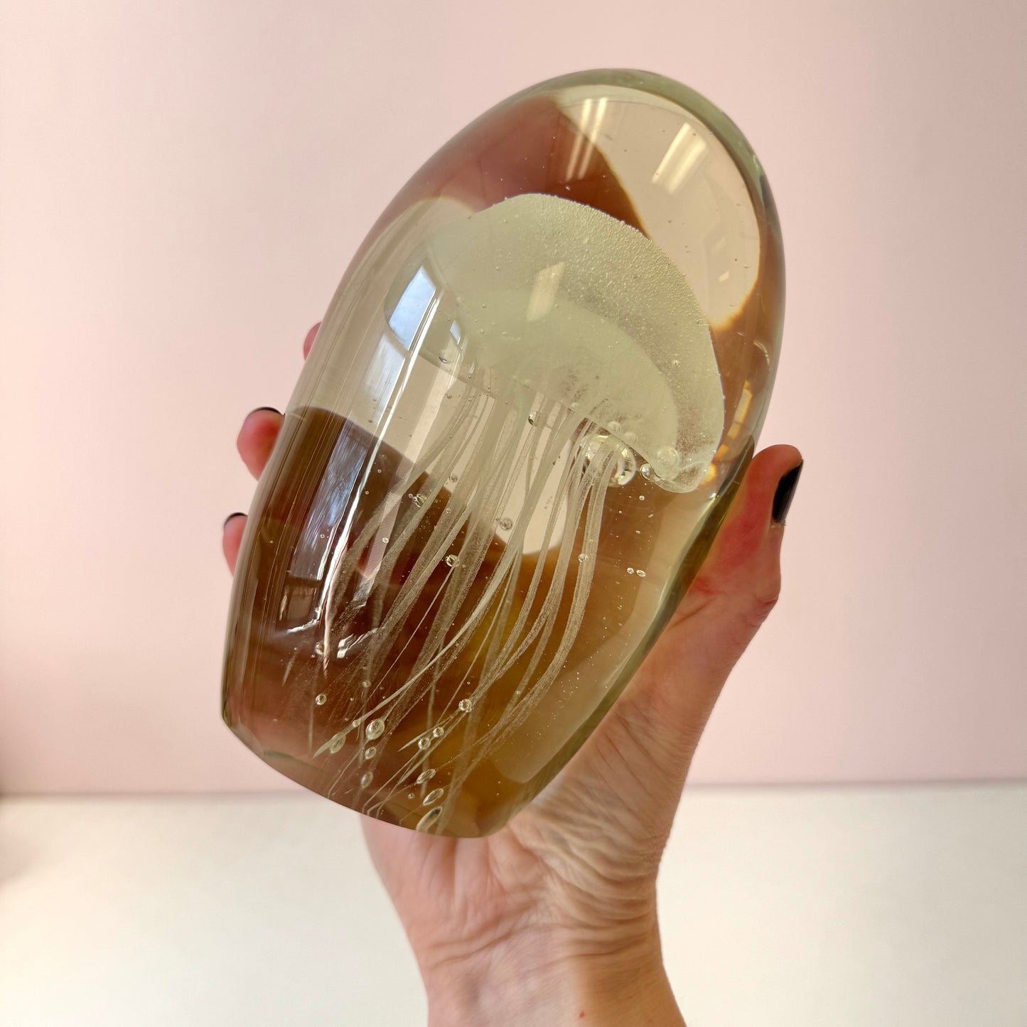 Vintage Clear Glass Jellyfish Paperweight