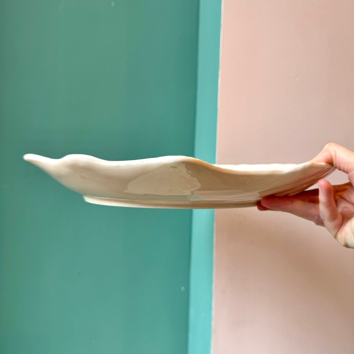Vintage Large Hand Painted Clam Shell Platter by Cardinal Inc.