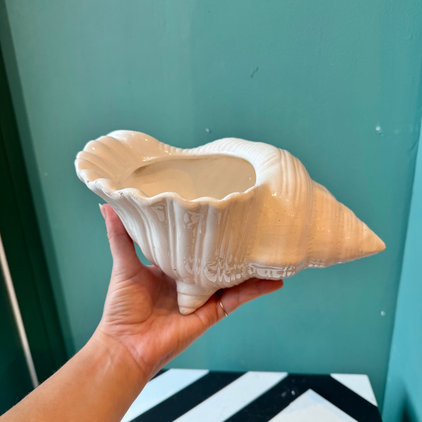 Vintage Ceramic Seashell Planter