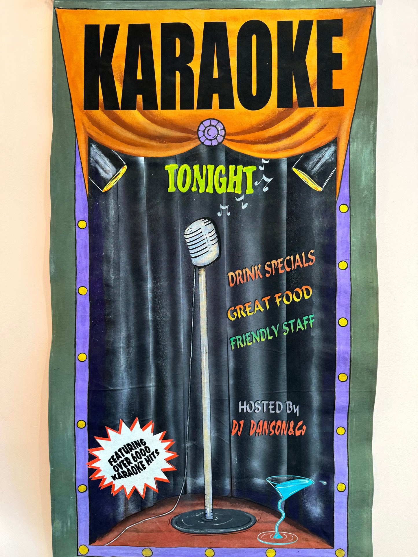 Vintage Hand Painted Original "Karaoke" Artwork