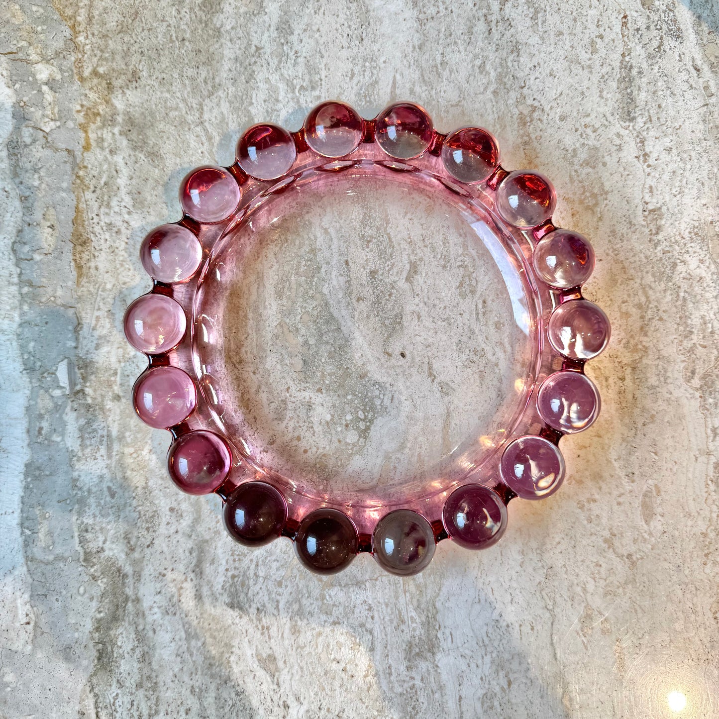 Large Vintage Pink Glass Boopie Dish