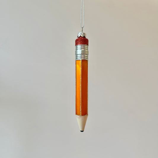 School Pencil Glass Ornament