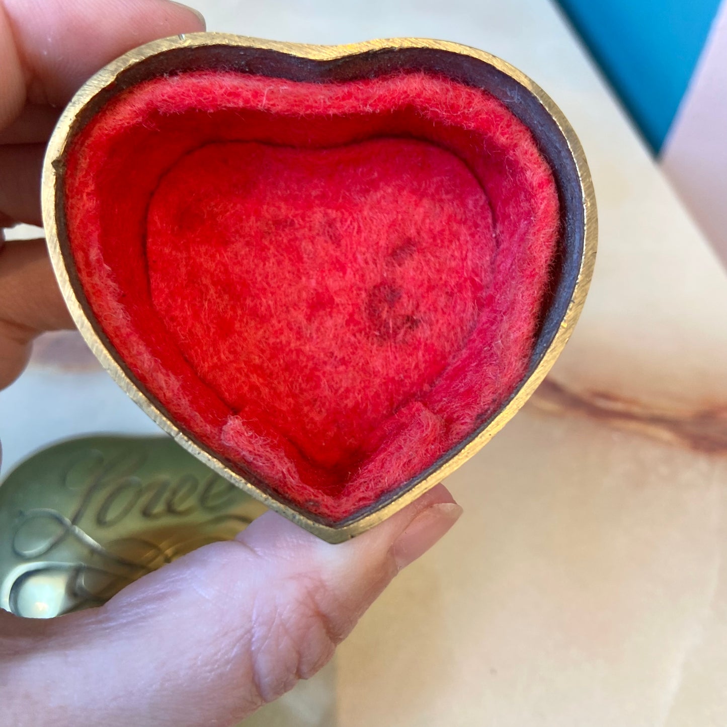 Vintage Brass Love Trinket Box