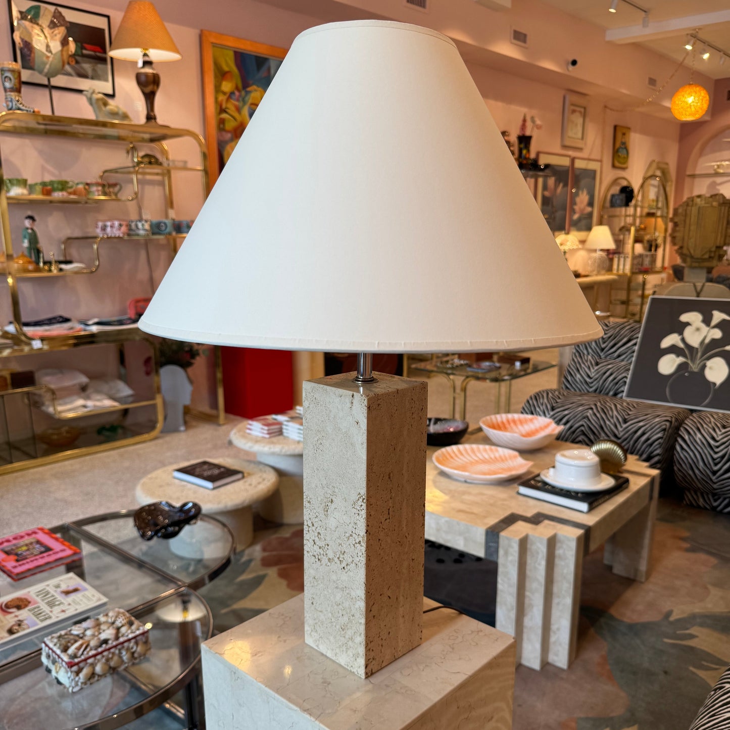 Mid Century Travertine Lamp