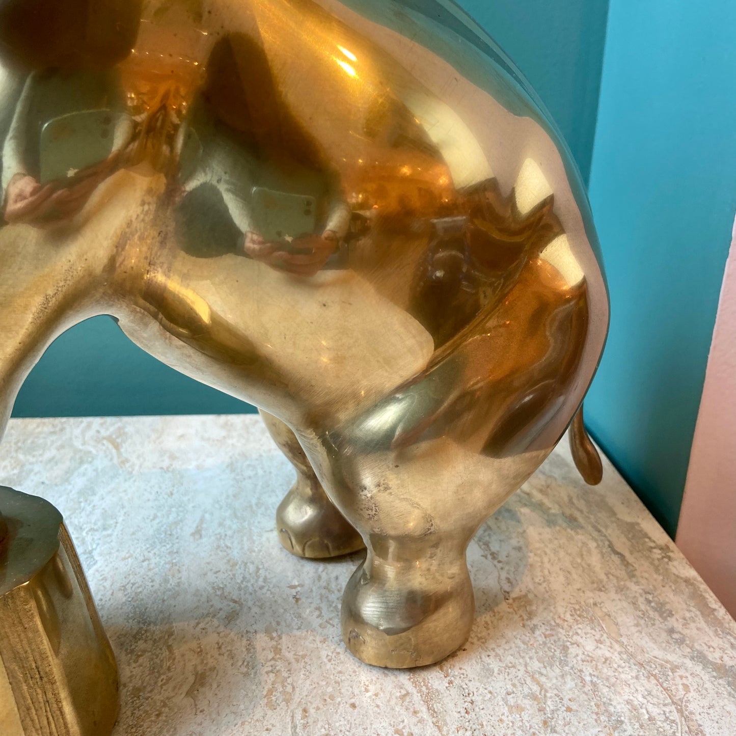 Large Vintage Brass Circus Elephant Statue