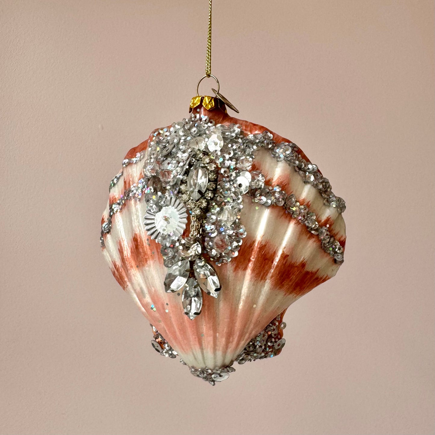 Sparkling Shell Glass Ornament
