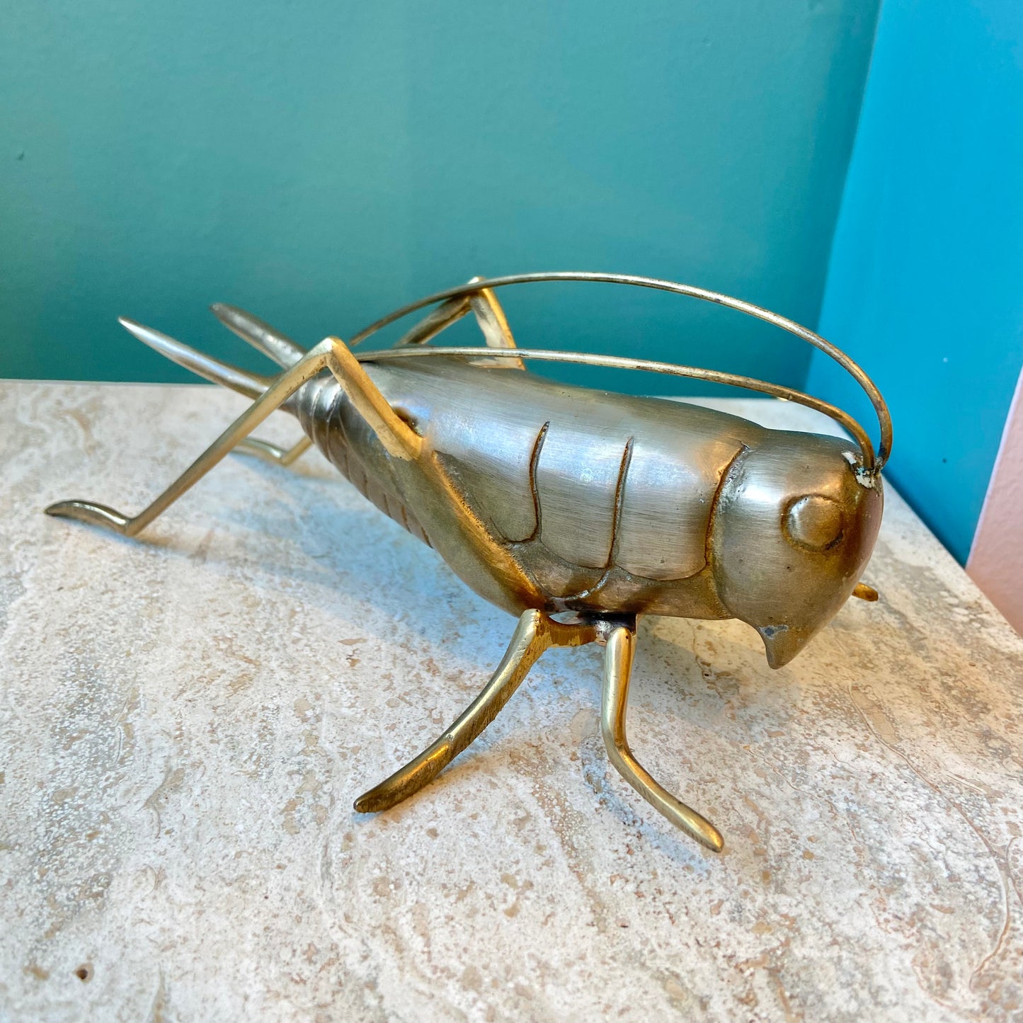 Vintage Large Brass Cricket Figurine