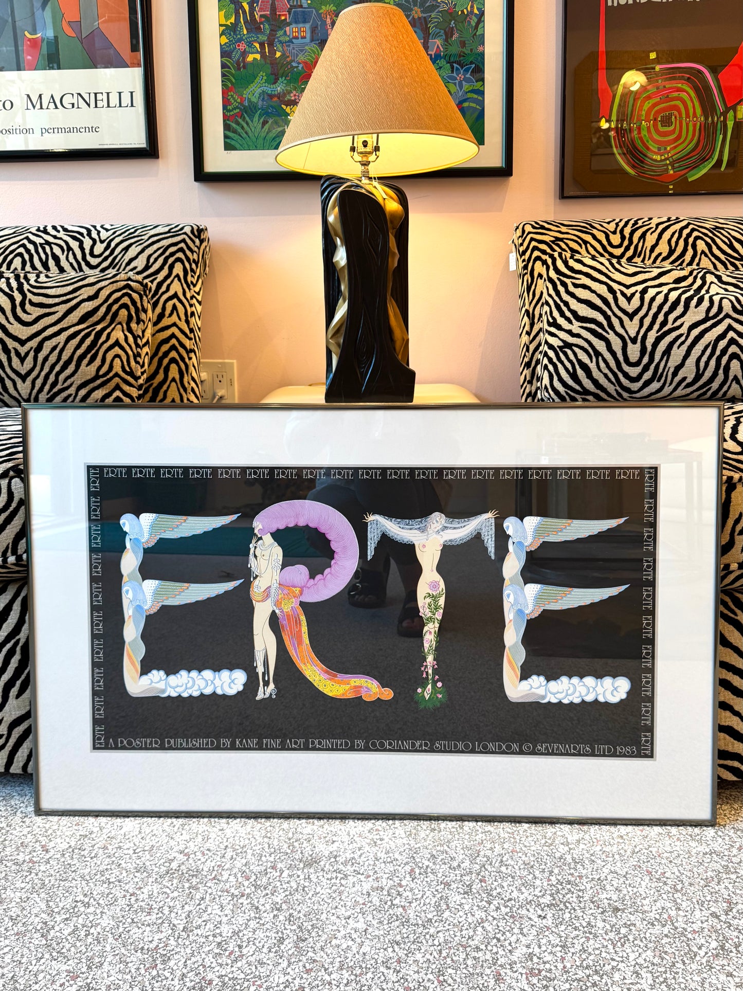 Vintage 1983 Framed Art Deco Style ERTE Poster