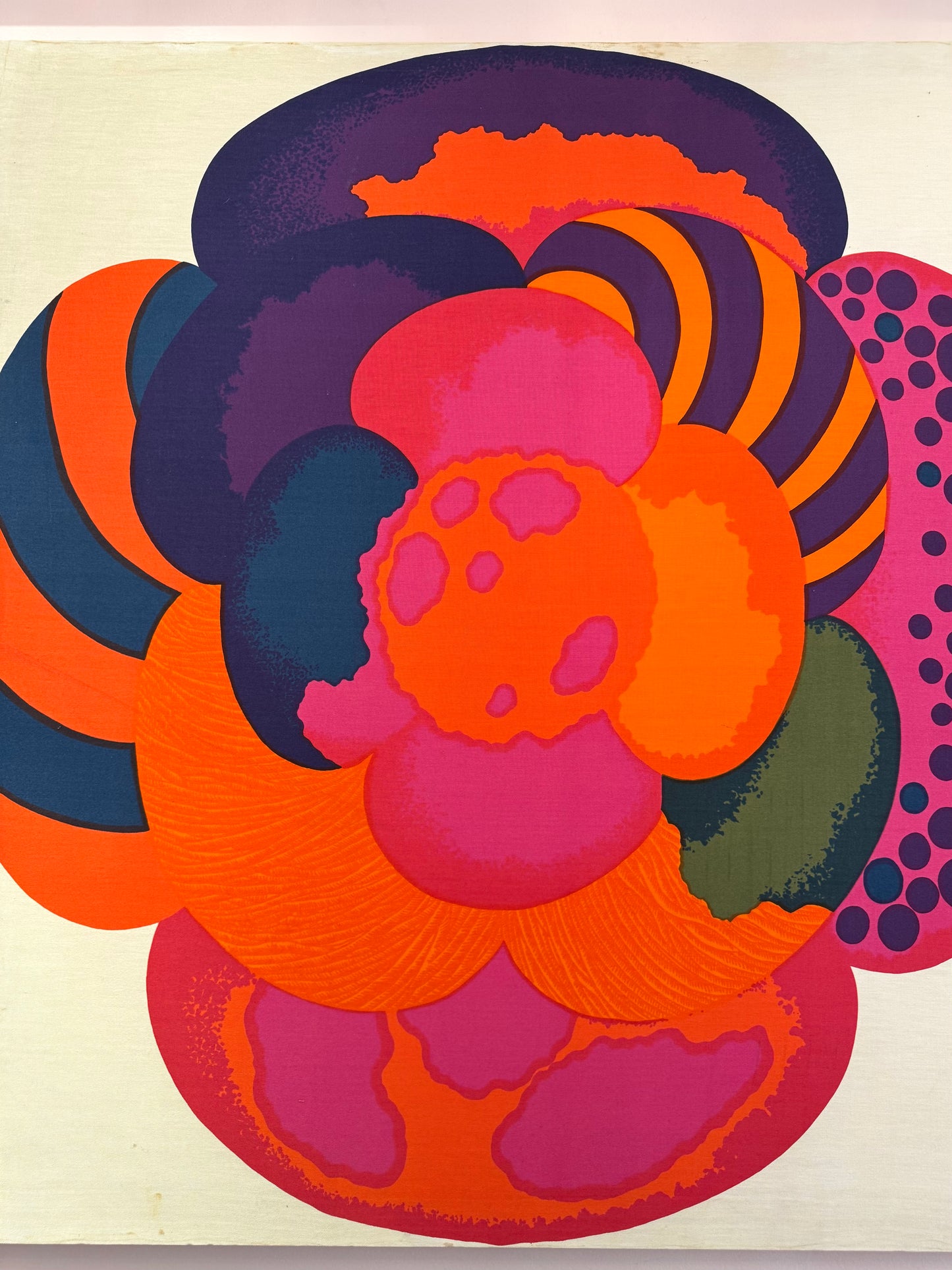 1960's "August Flower" Japanese Textile Art by Hiroshi Awatsuji