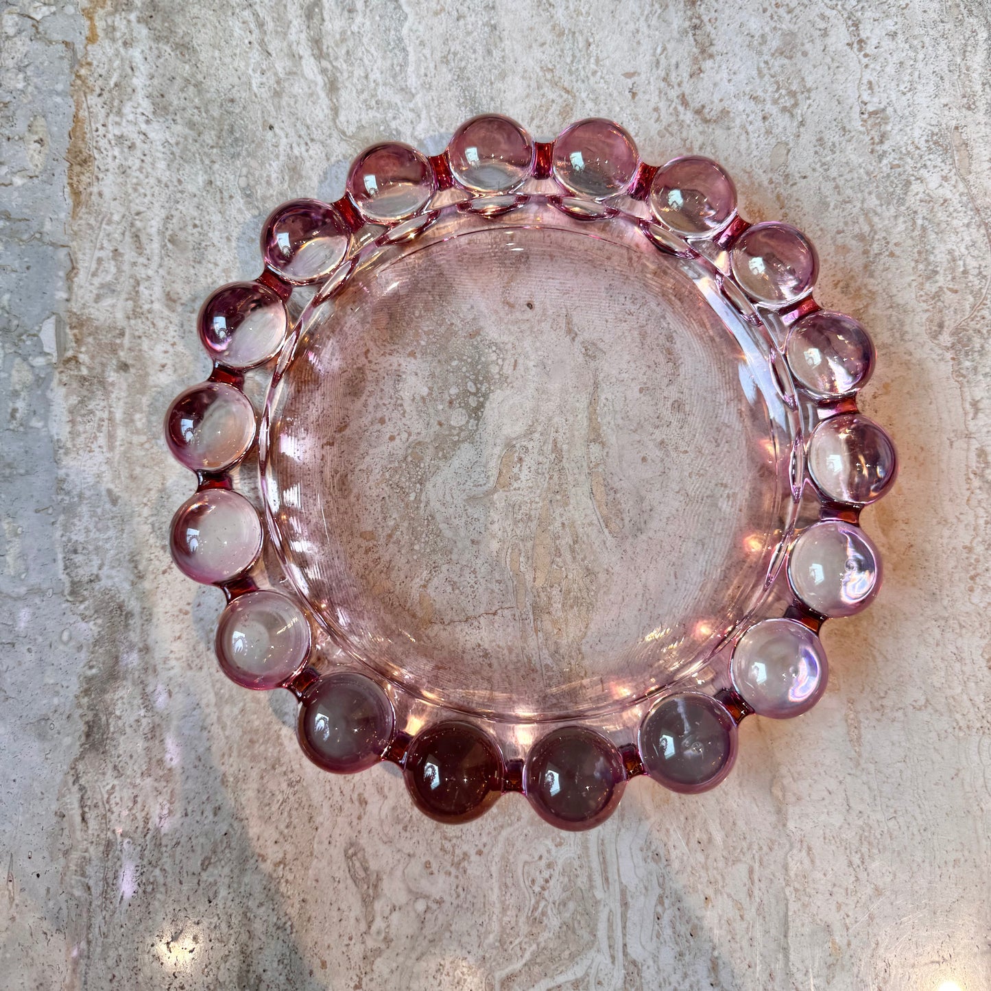 Large Vintage Pink Glass Boopie Dish