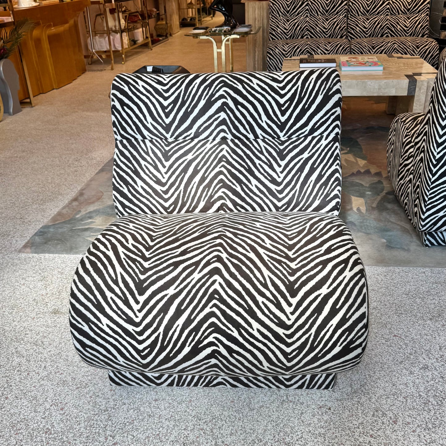 Vintage Zebra Modular Sectional Sofa/Slipper Chair Sold Per Piece