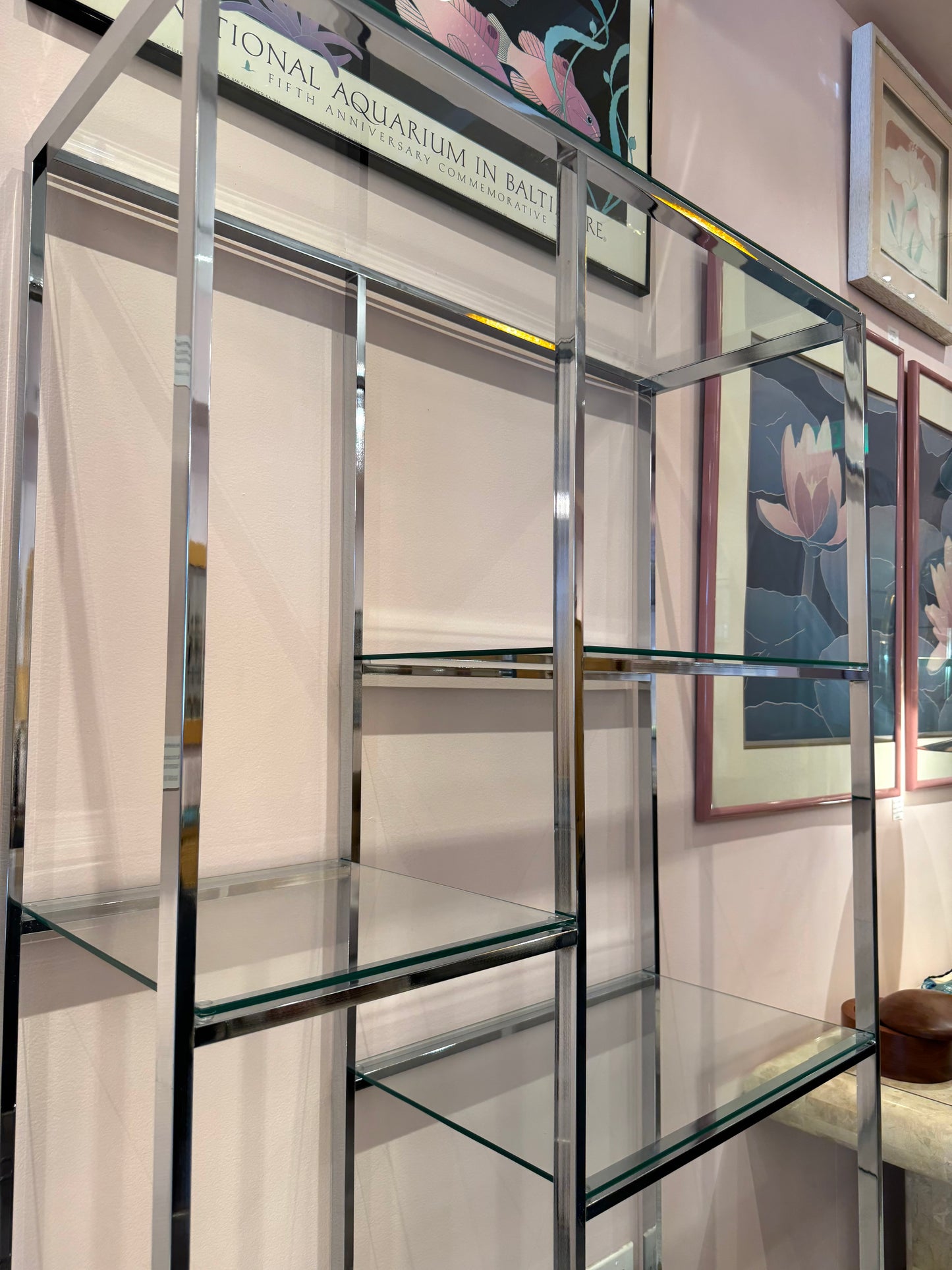 Vintage DIA Style Chrome and Glass Etagere