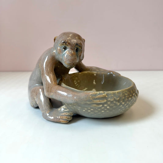 Vintage Glazed Ceramic Monkey Bowl by Villeroy & Boch Merzig