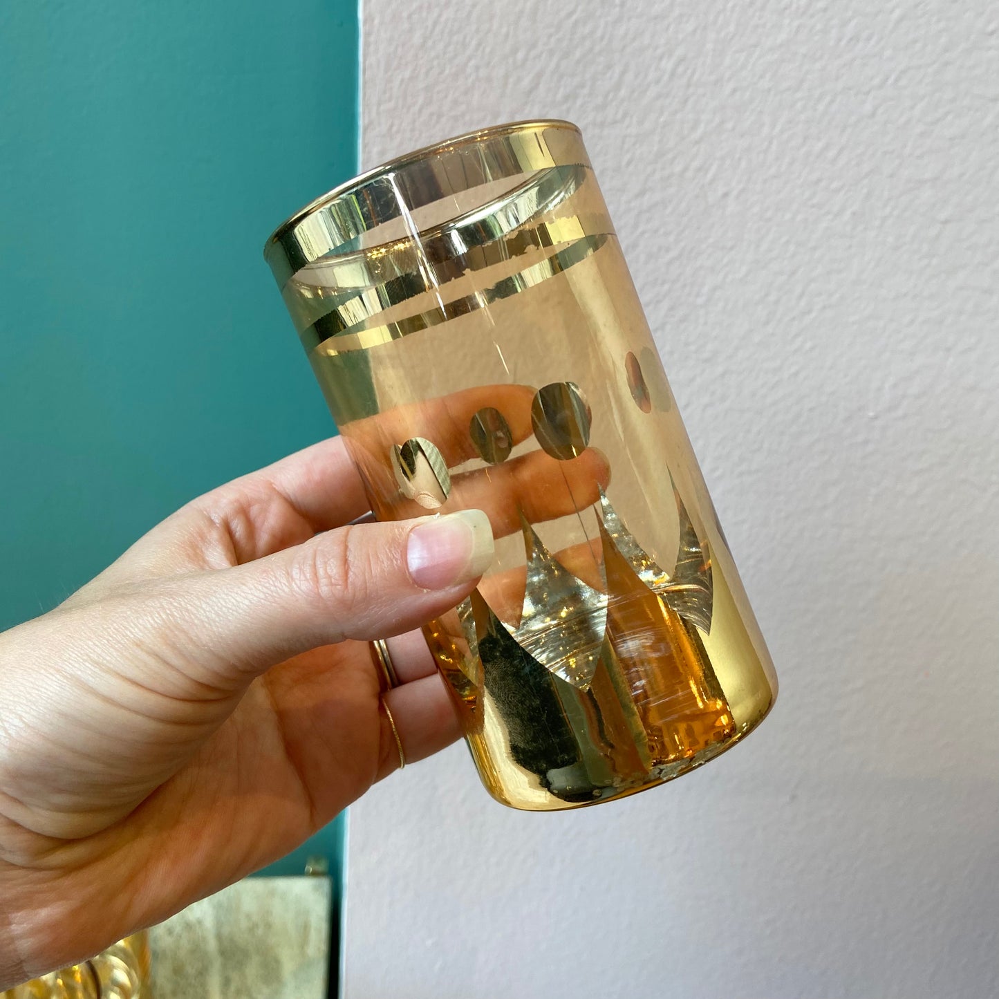 Set of 6 Vintage Gold Plated Glasses