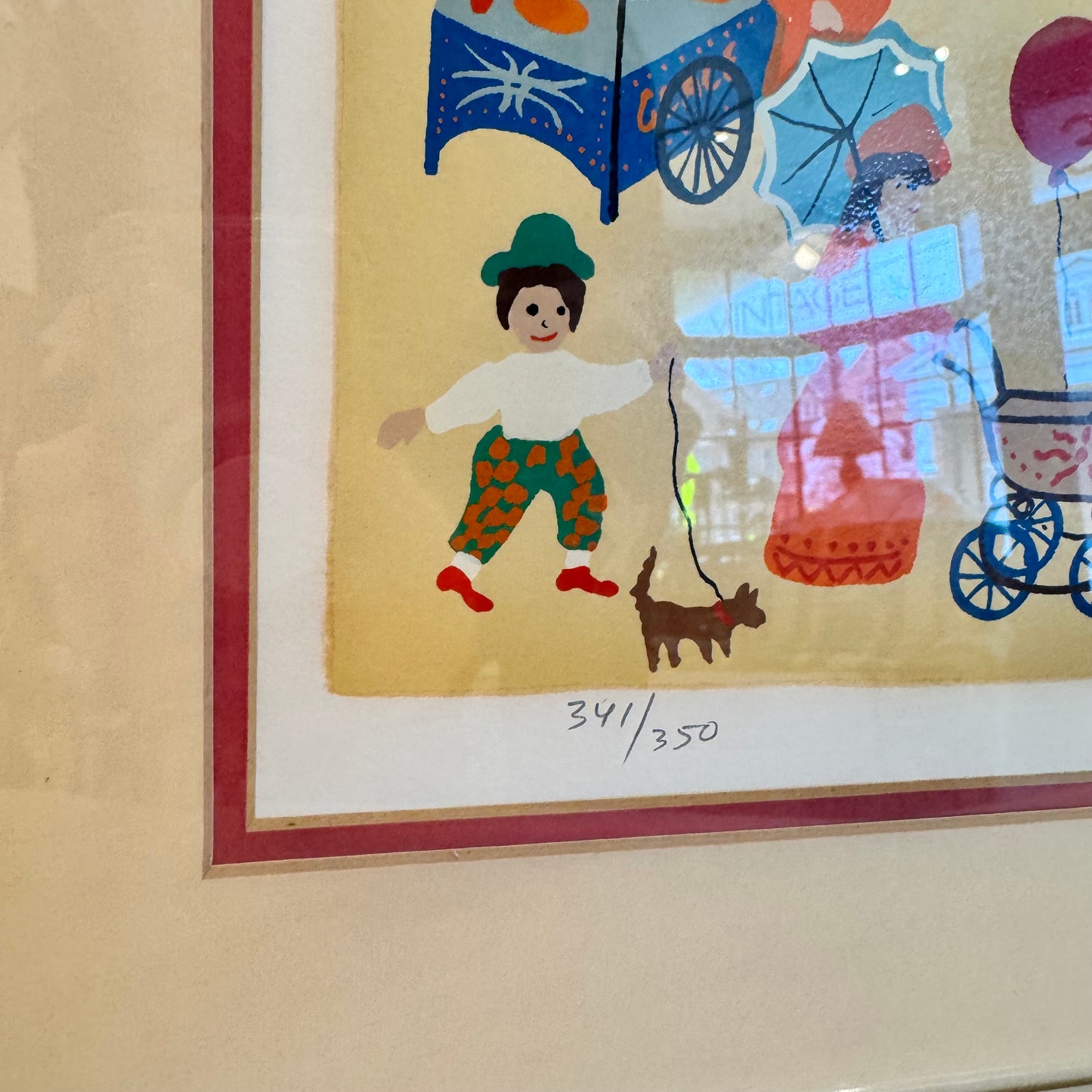 Framed Vintage ‘Park D’Amusement’ Limited Edition Serigraph by Claudine-Signed/Numbered