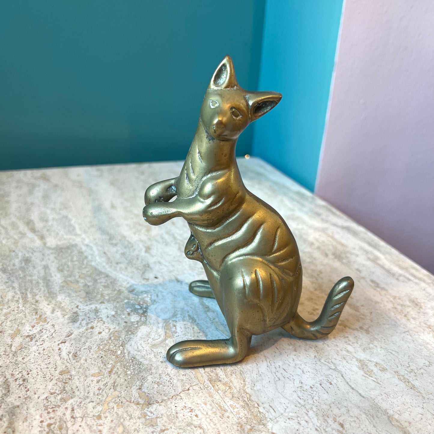 Vintage Brass Kangaroo Statue