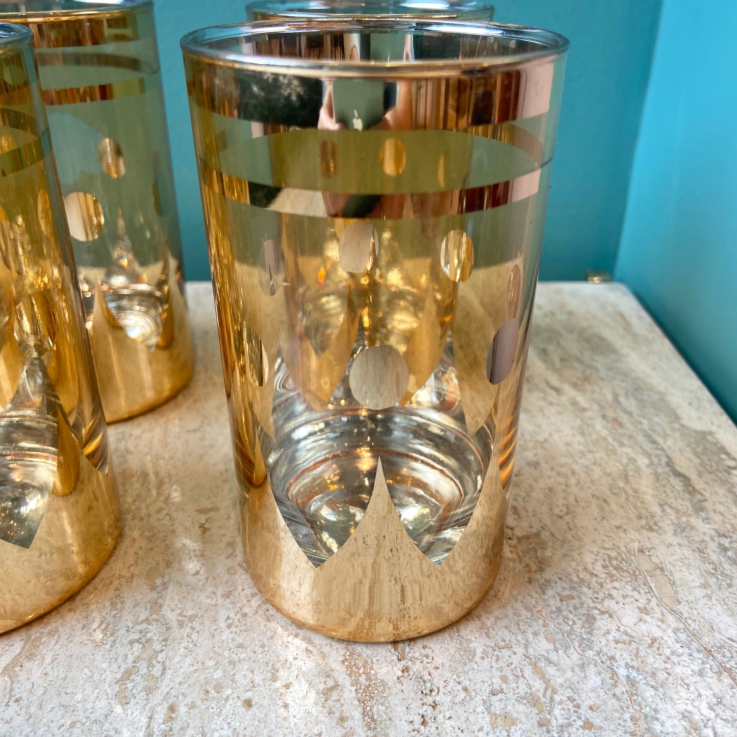 Set of 6 Vintage Gold Plated Glasses