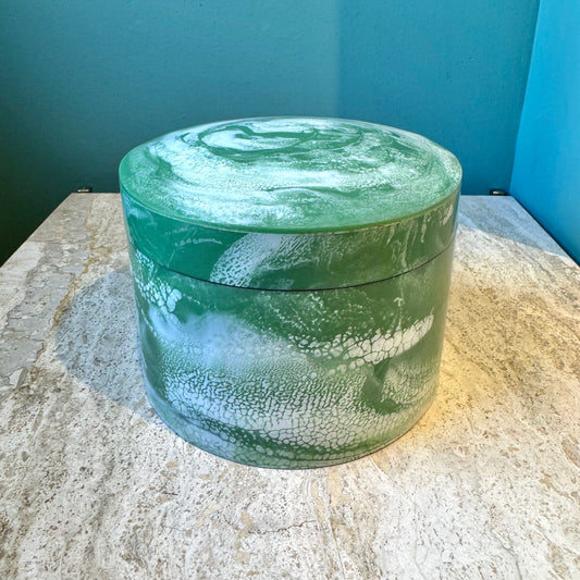 Chunky Circular Green Marbled Resin Box