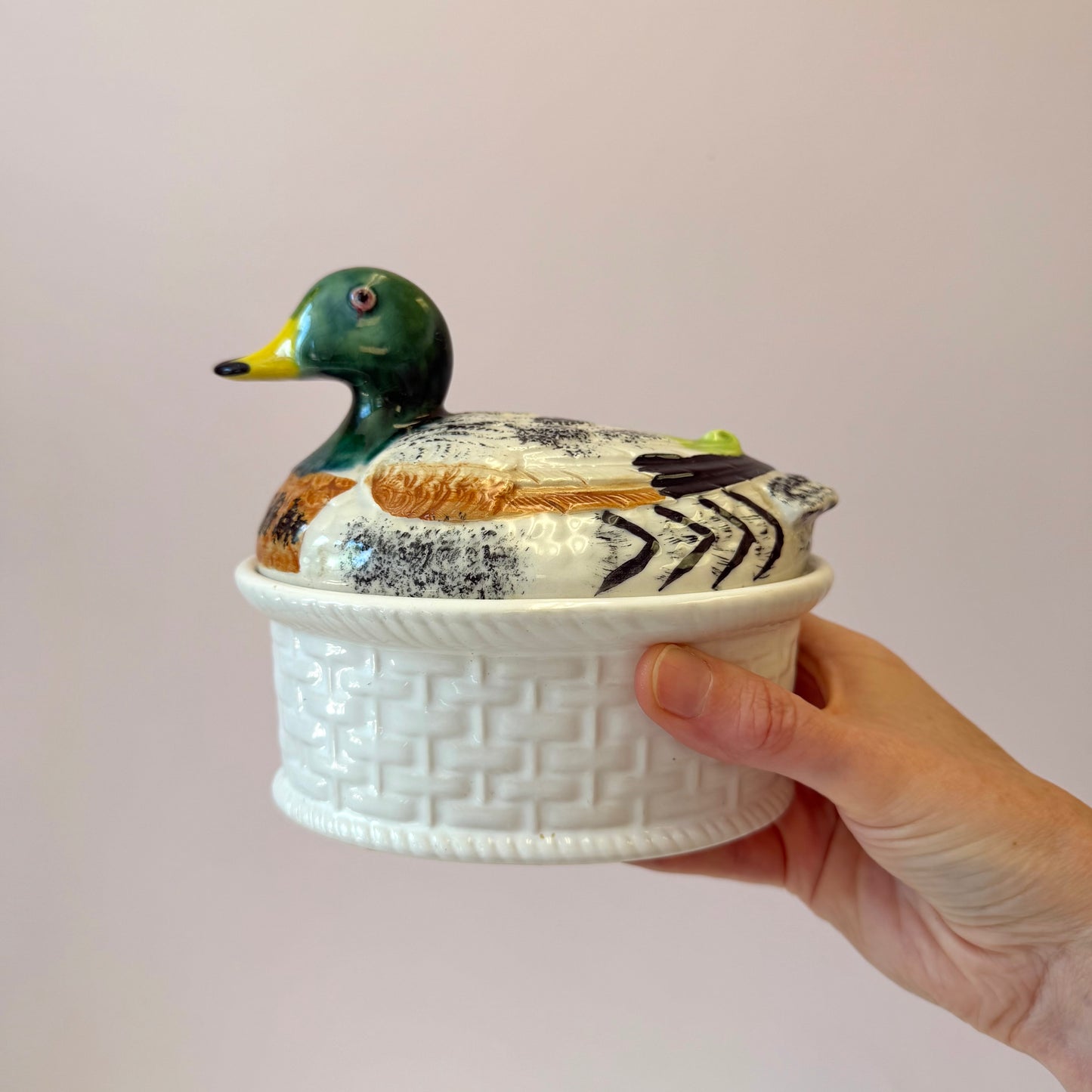 Vintage Ceramic Mallard Duck Tureen Serving Dish