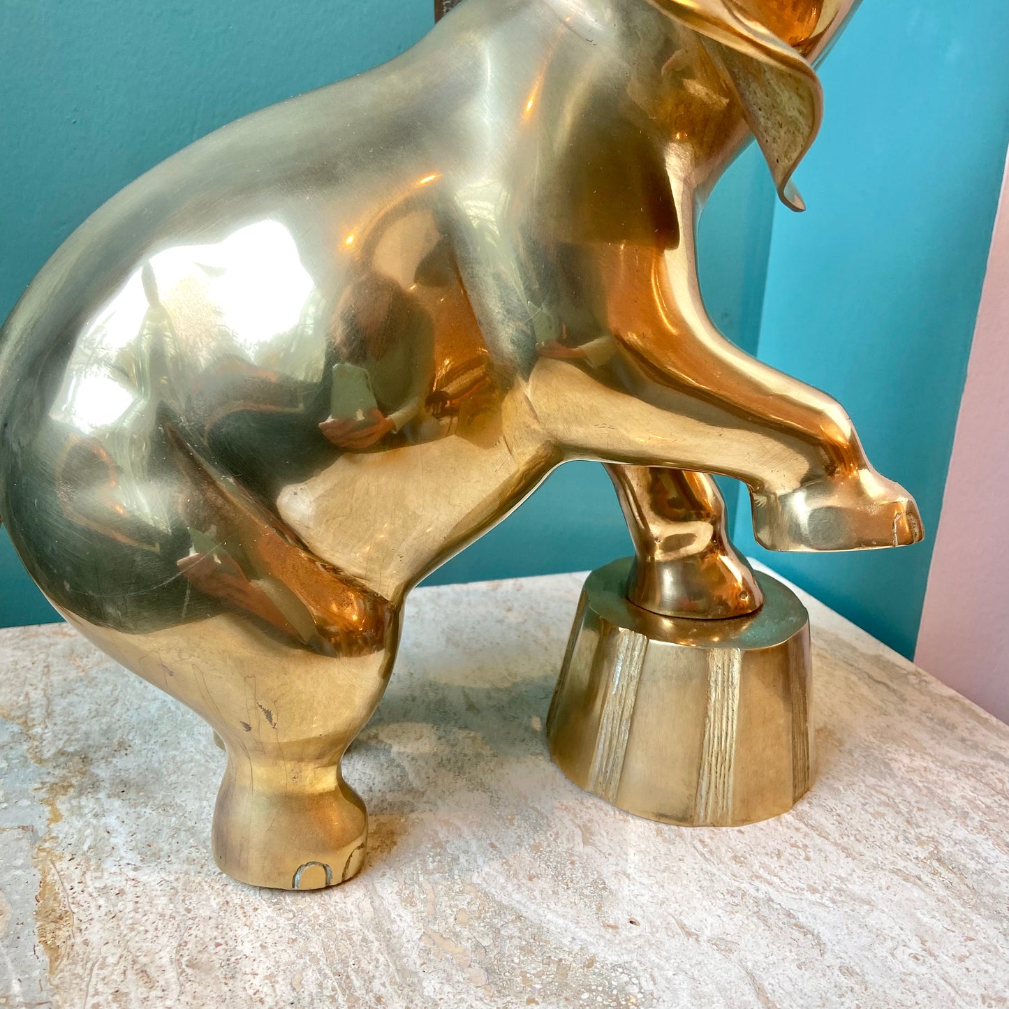 Large Vintage Brass Circus Elephant Statue