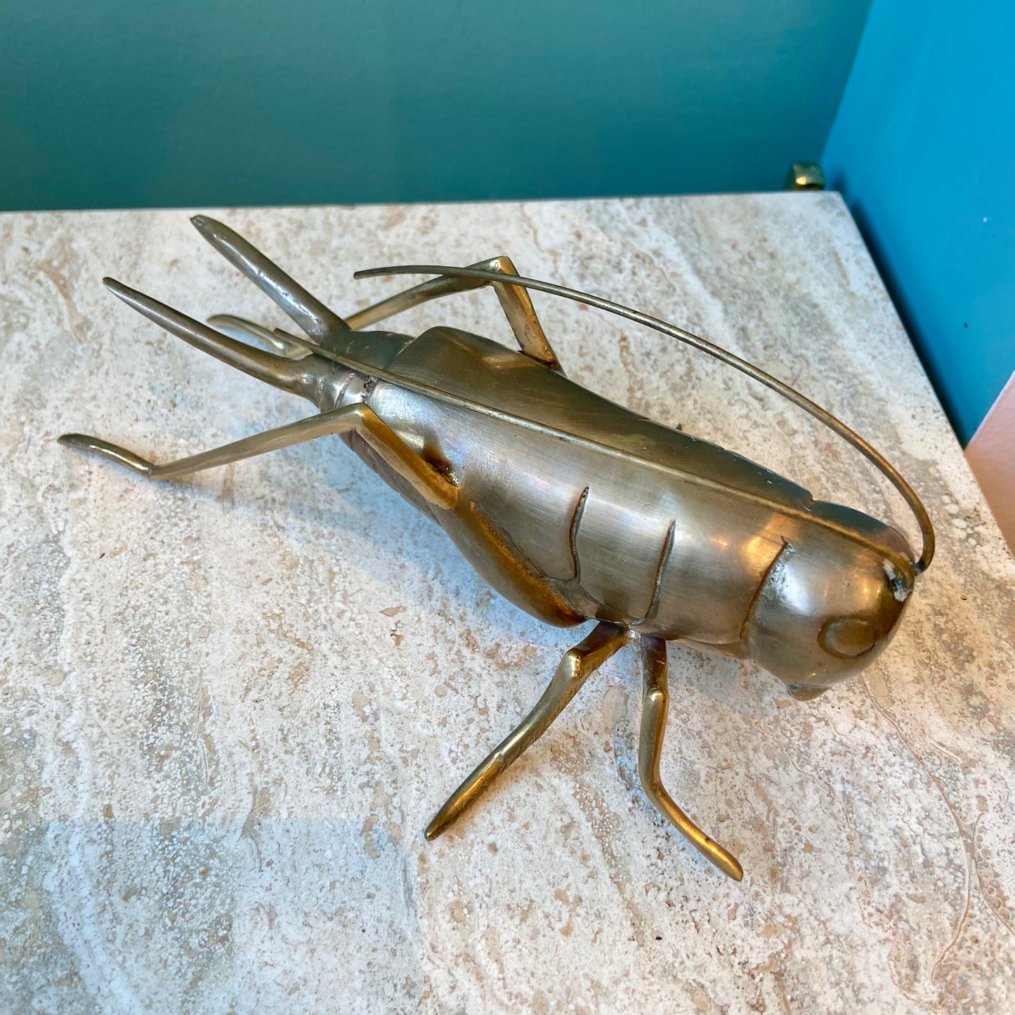 Vintage Large Brass Cricket Figurine