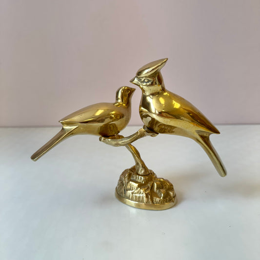 Vintage Brass Birds on a Branch
