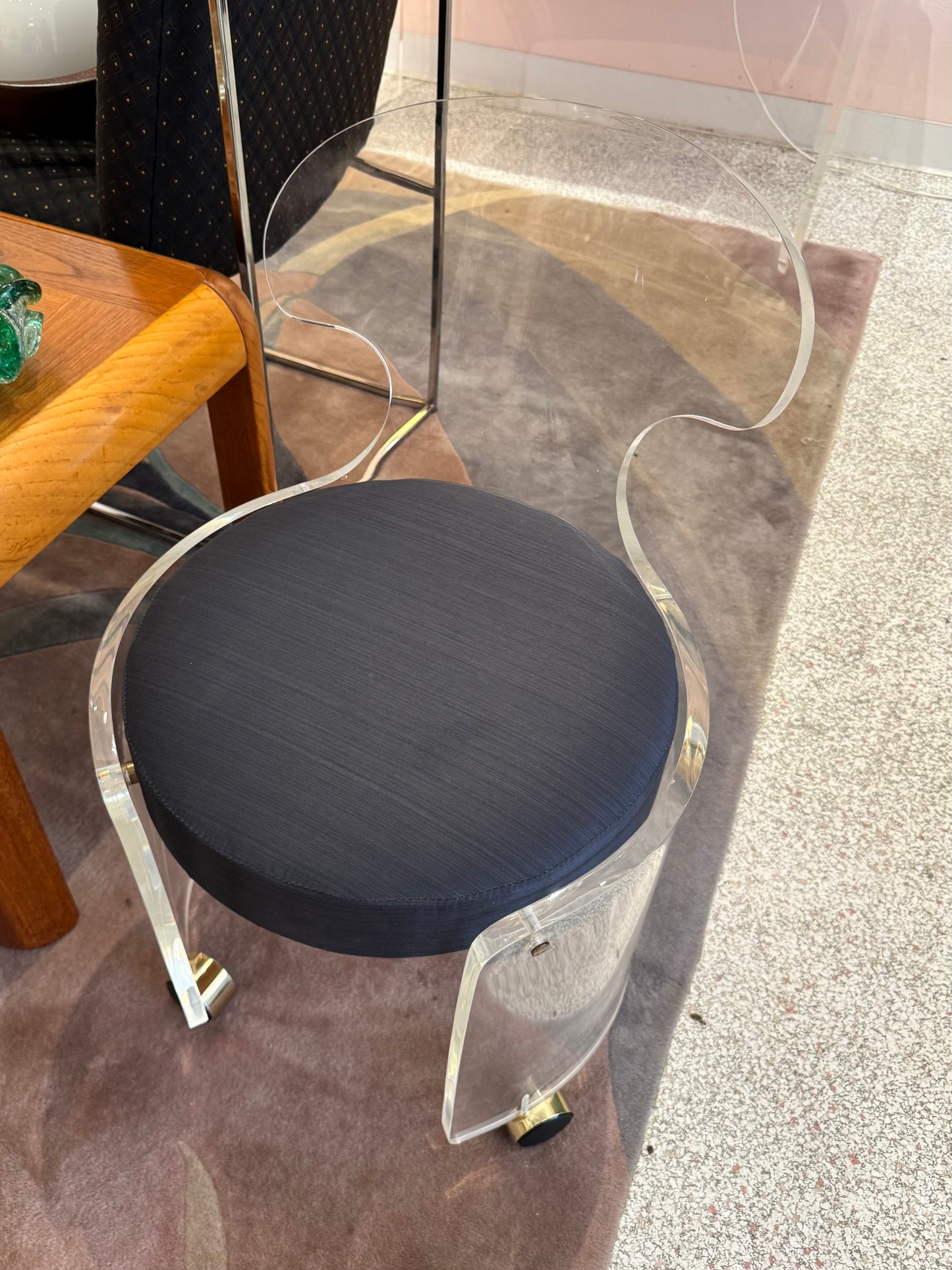 1980's Light Up Lucite Vanity and Stool by Hill Manufacturing