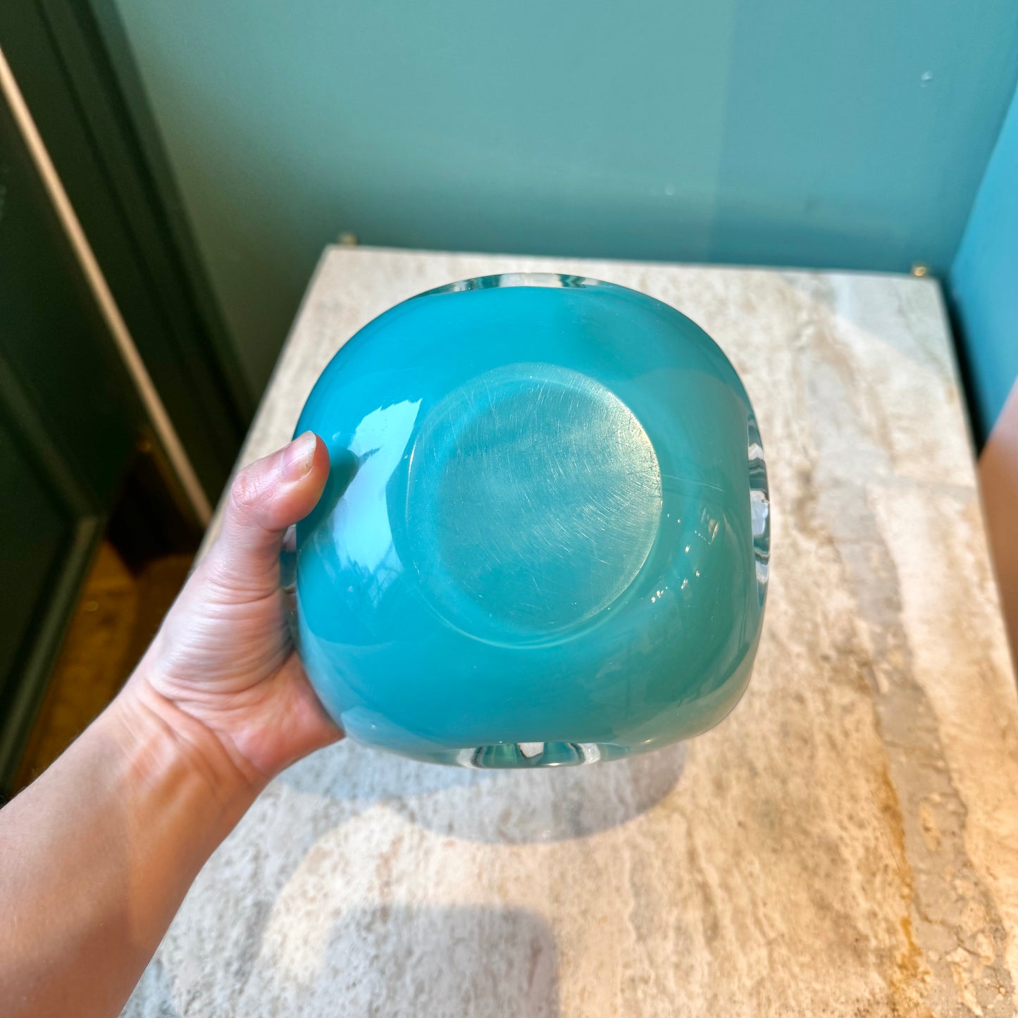 Vintage Teal Murano Glass Ashtray