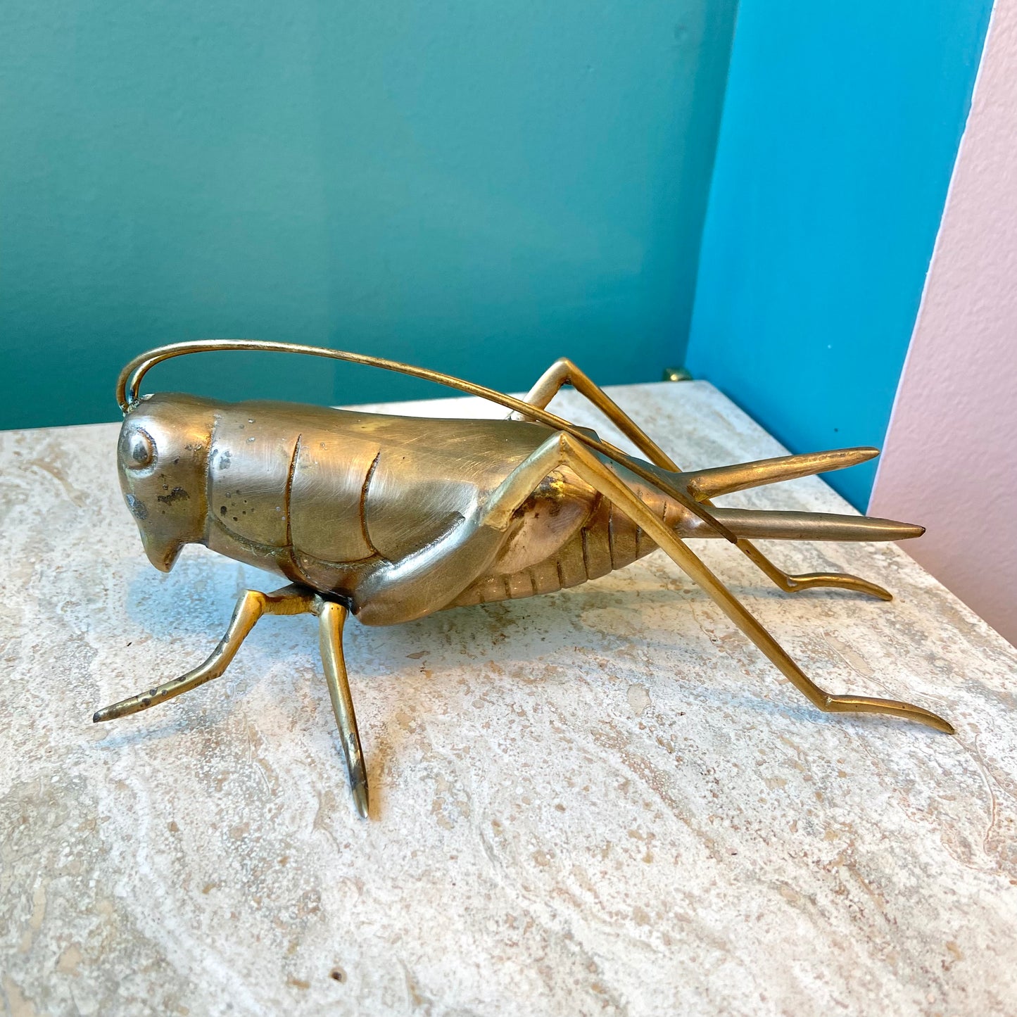 Vintage Large Brass Cricket Figurine
