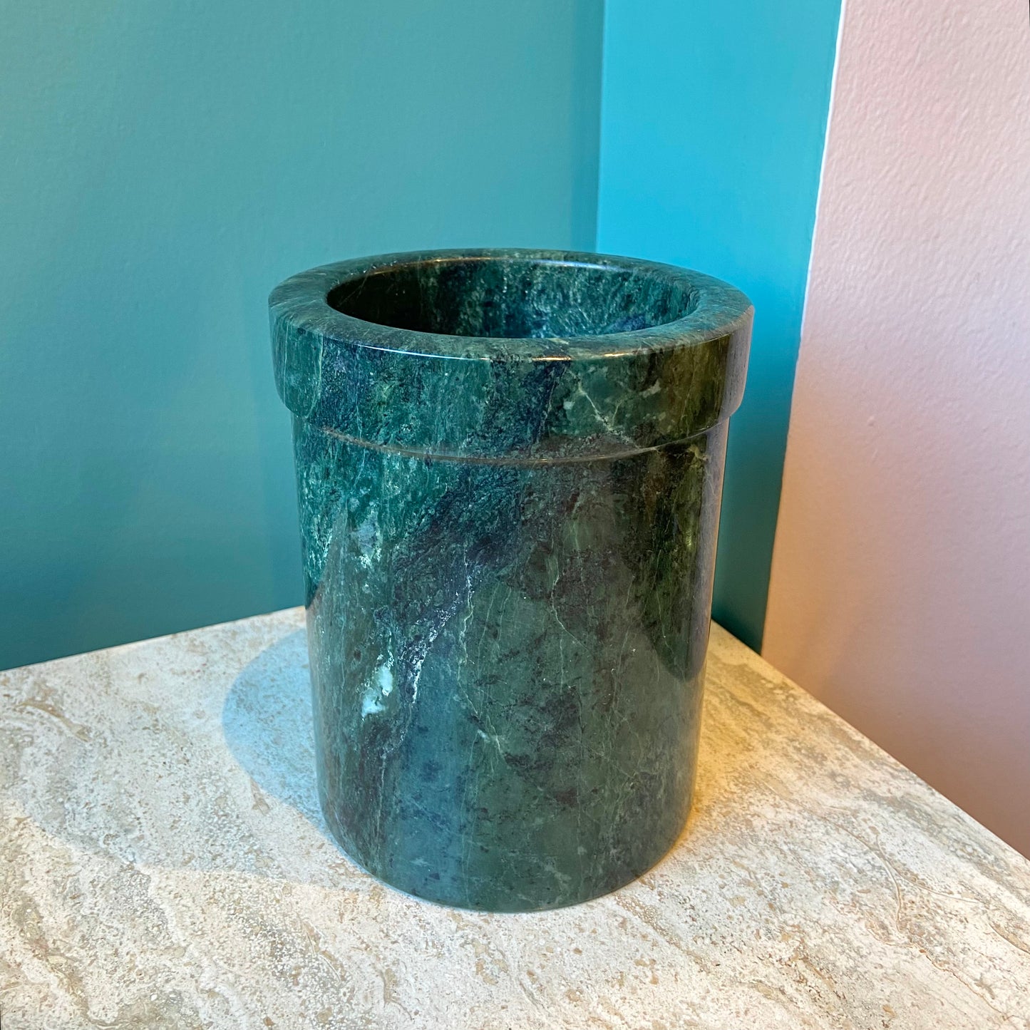 Vintage Green Marble Utensil Holder