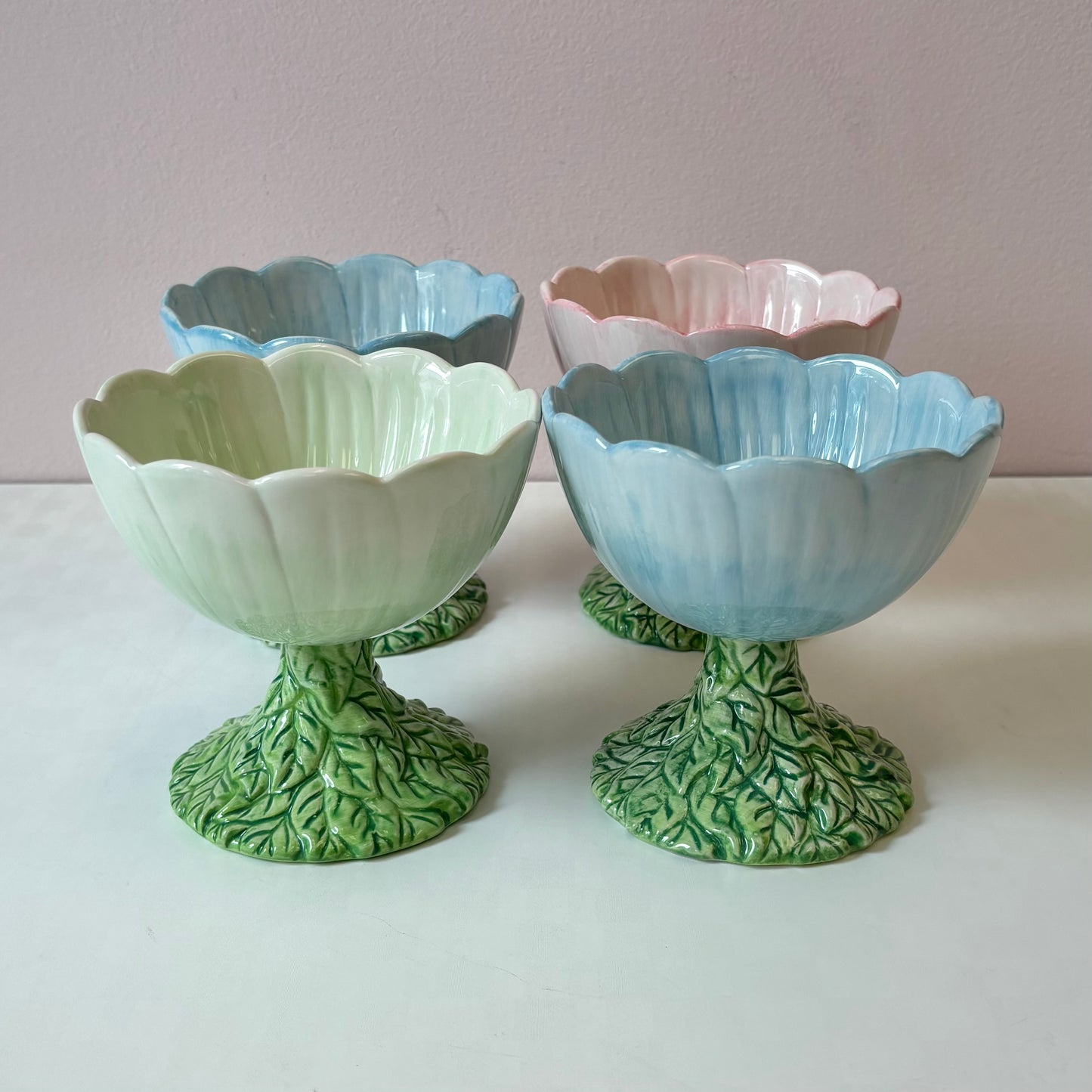 Vintage 8 Piece Set of Flower Cups and Saucers by Roscher & Co.