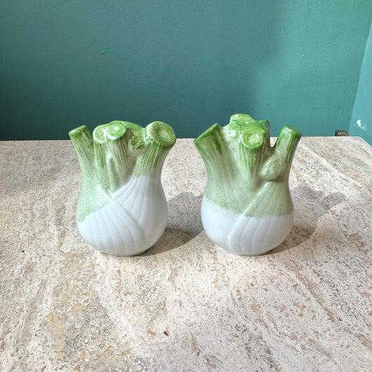 Vintage Ceramic Leek Salt Pepper Shakers