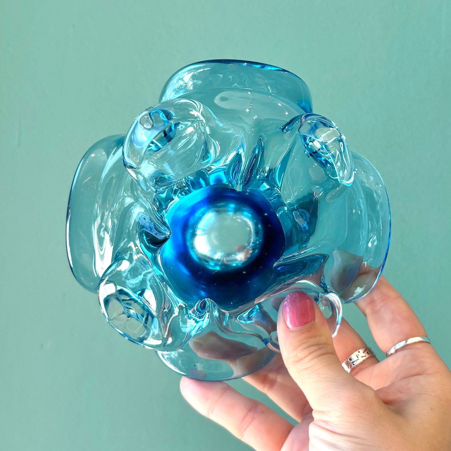 Vintage Blue Glass Ashtay/Bowl