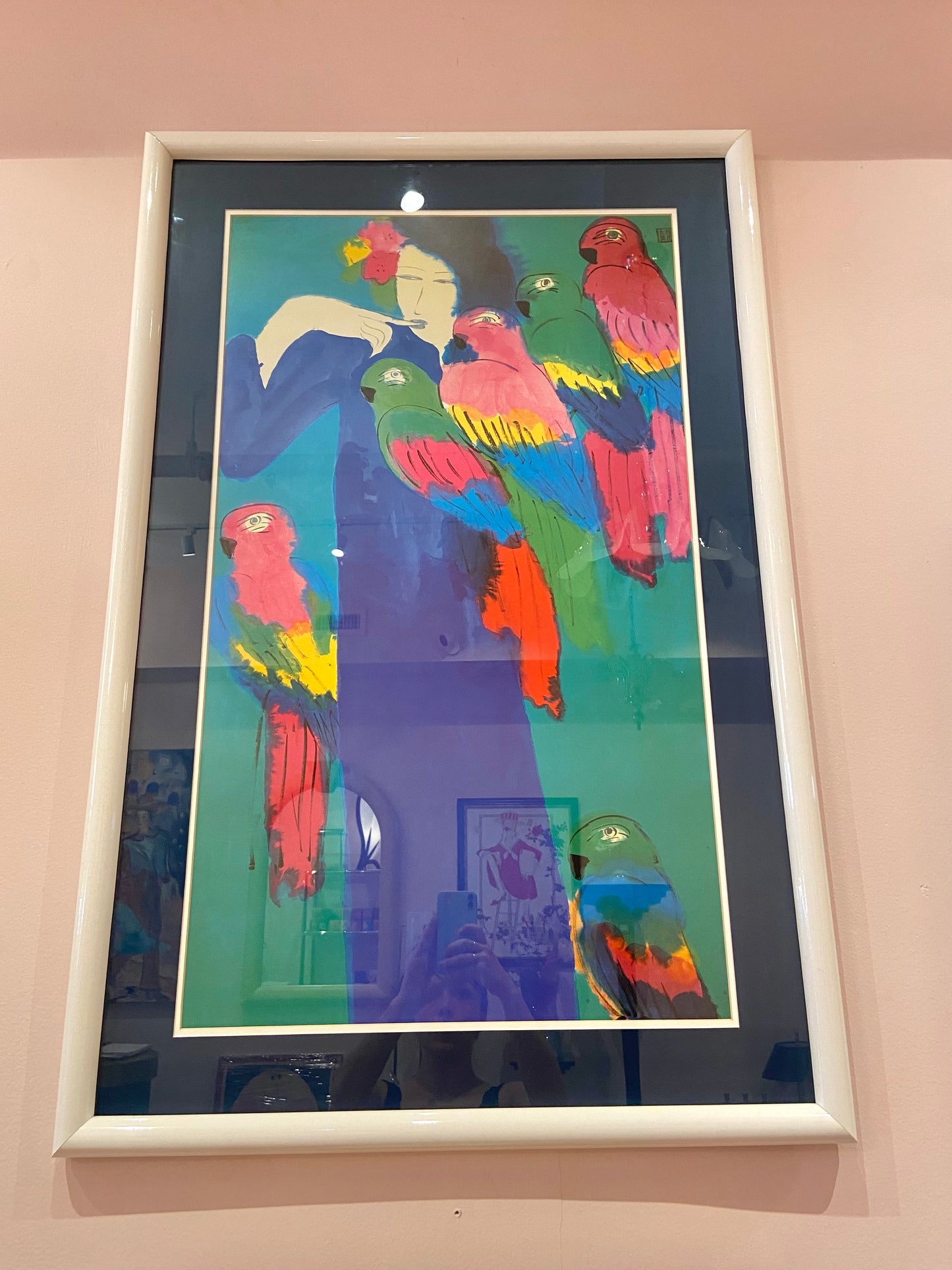 1980’s Walasse Ting “Can I Give You a Parrot?” Framed Print