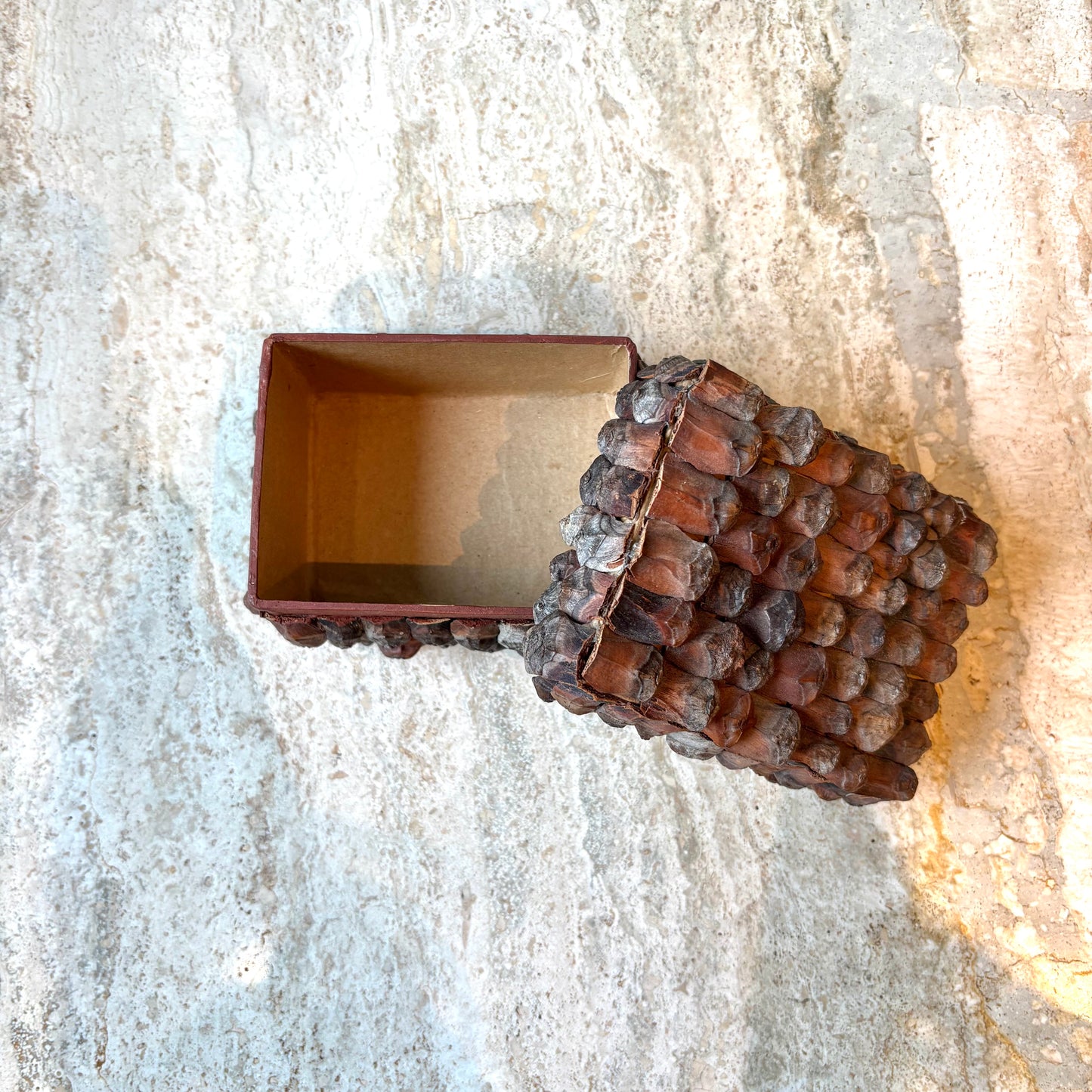 Vintage Tramp Art Pine Cone Box